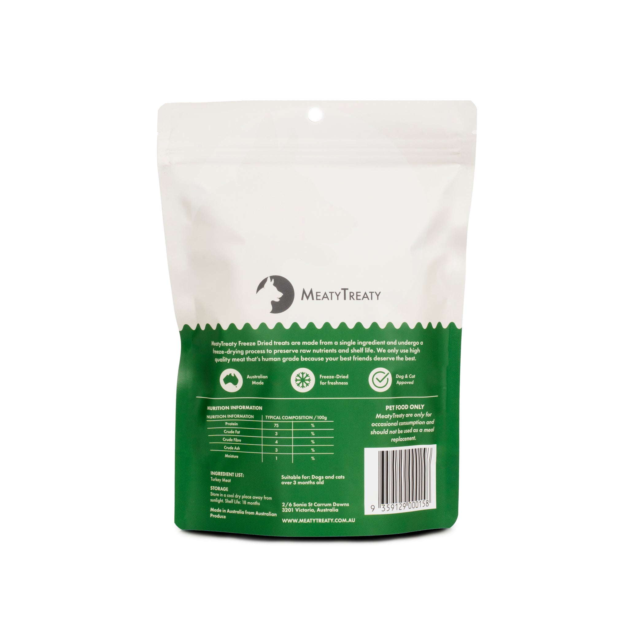 Meaty Treaty Freeze Dried Turkey Cat & Dog Treats 80g