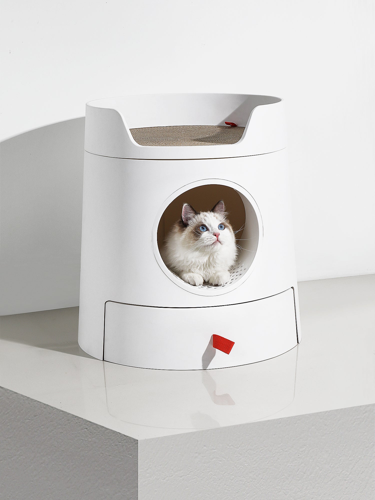 Michu Mayitwill Caste 2-in-1 Cat Litter Box and Scratcher White