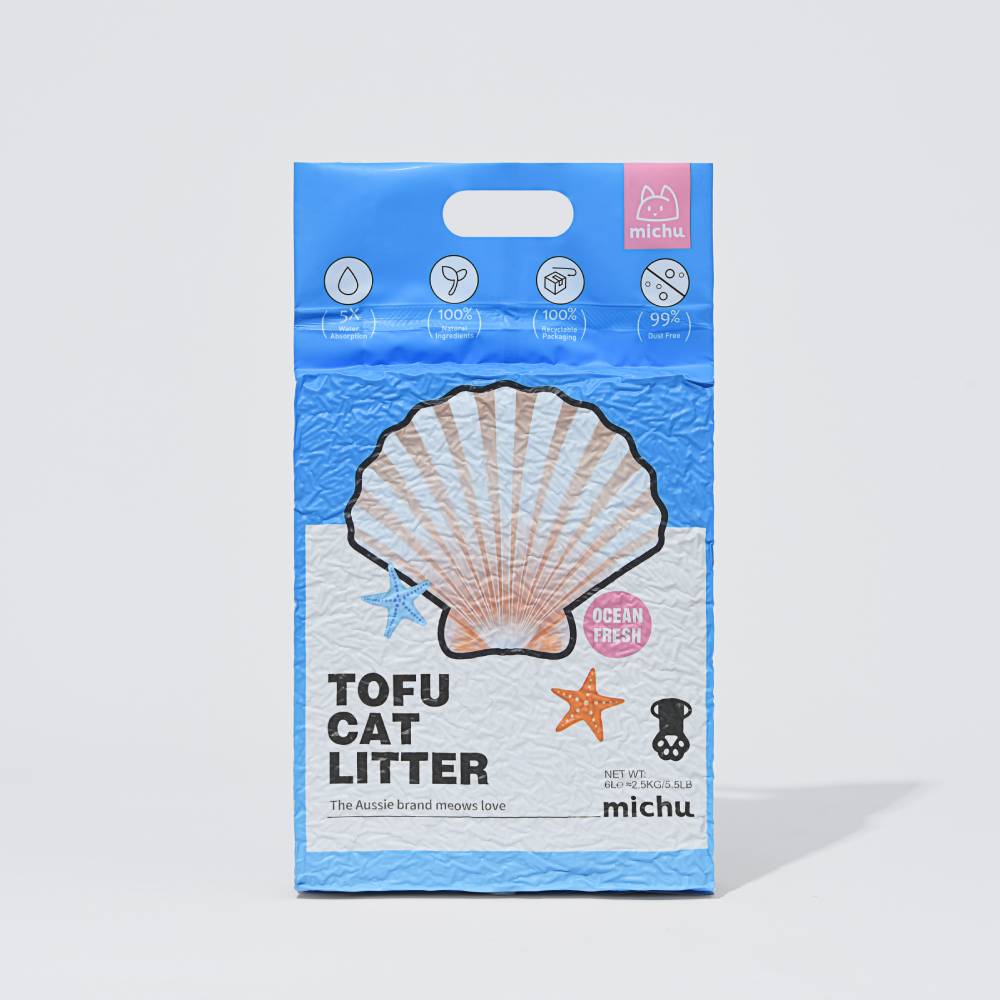 Michu Natural Clumping Tofu Cat Litter Ocean Fresh 6L