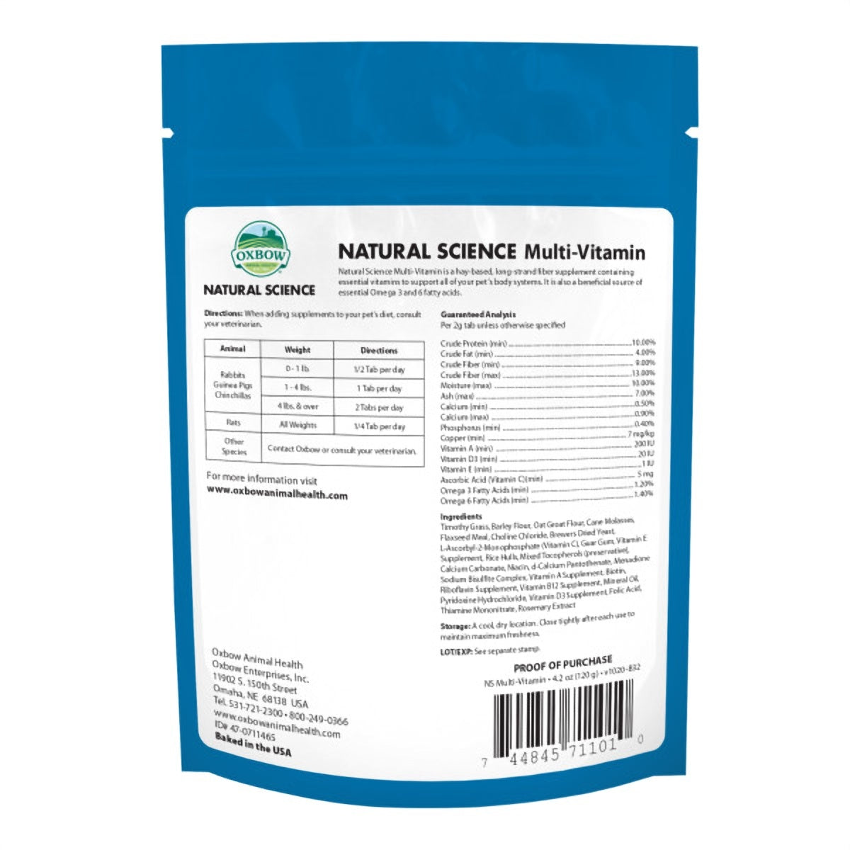 Oxbow Natural Science Multivitamin Supplement 120g