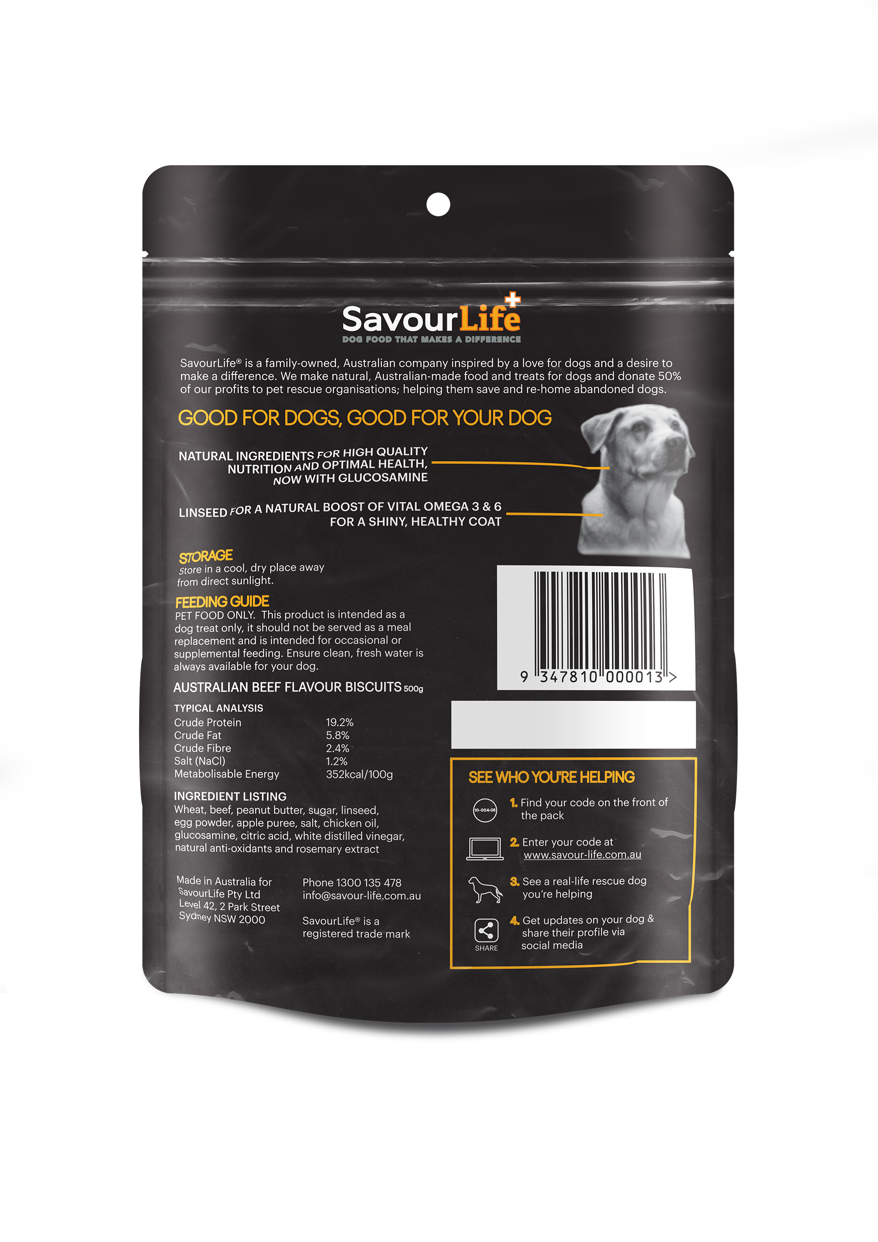 SavourLife Dog Treat Australian Beef Flavour Biscuits 500g