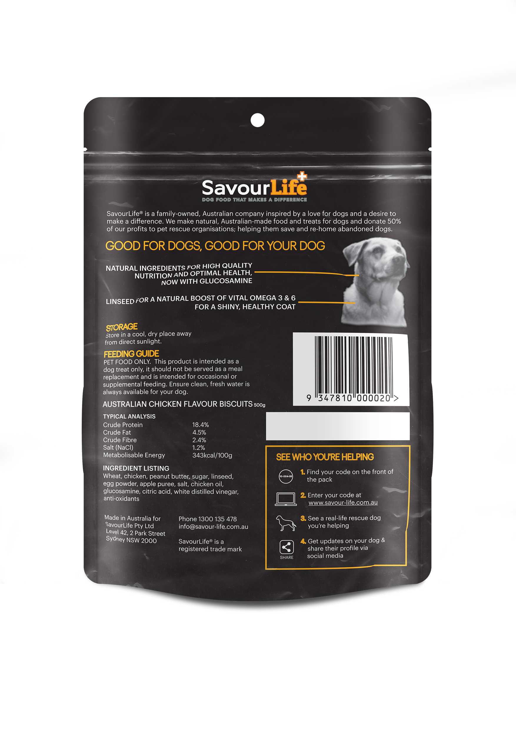 SavourLife Dog Treat Australian Chicken Flavour Biscuits 500g
