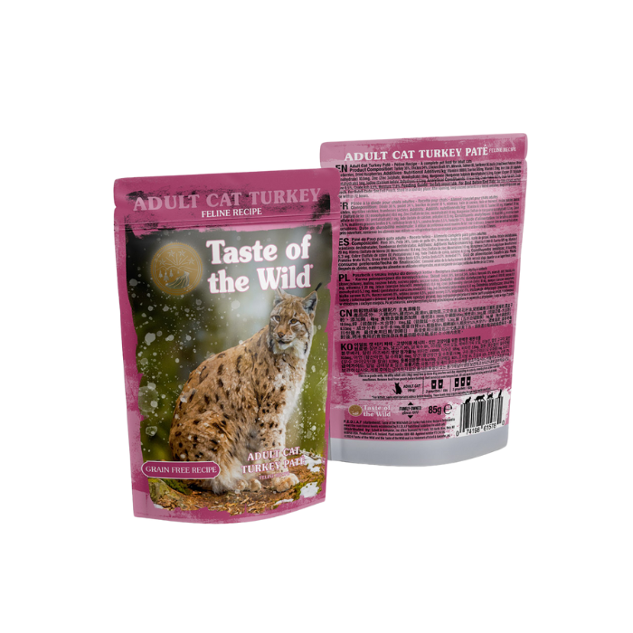 Taste of the Wild Adult Turkey with Chicken Pate Wet Cat Food Pouch 85g x 12