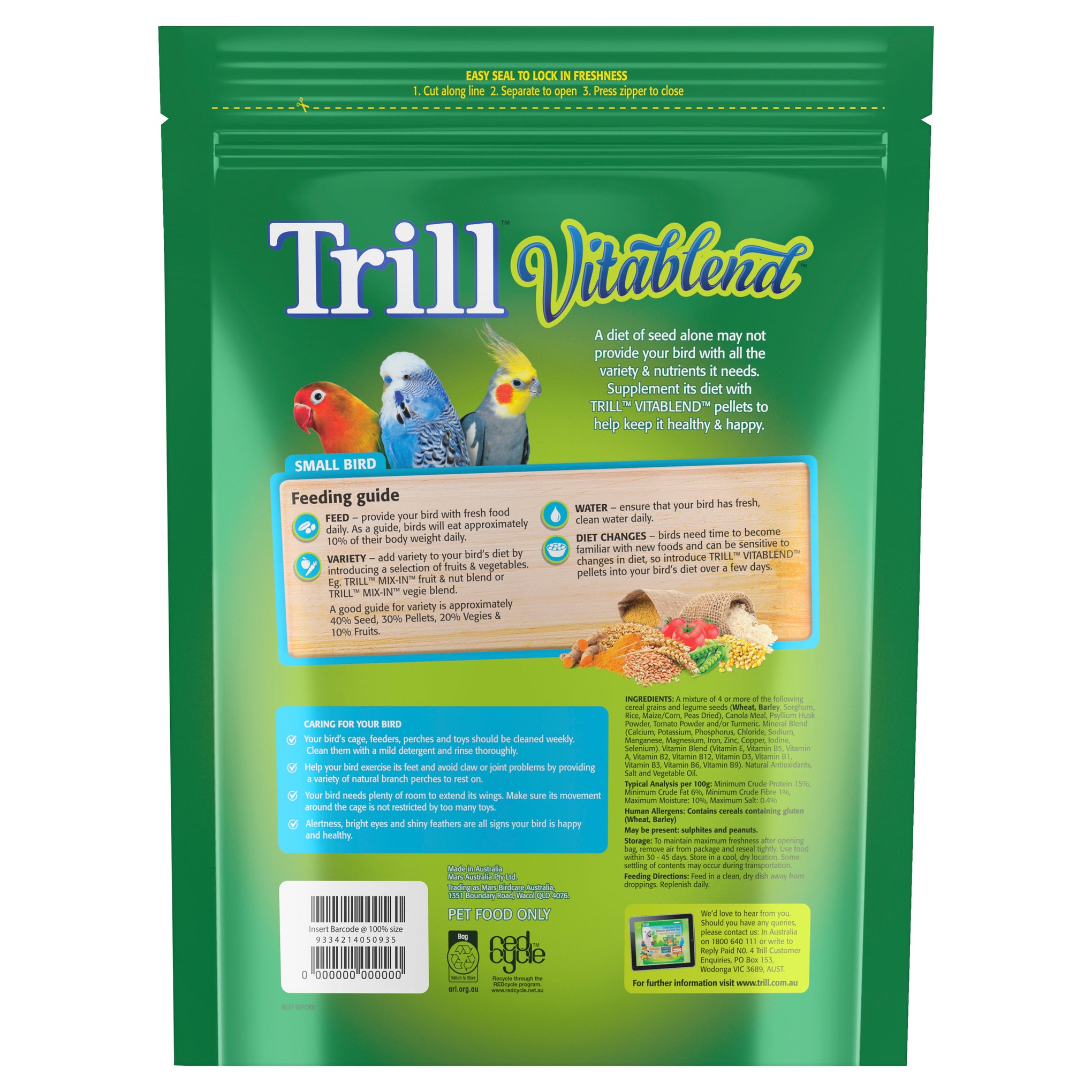 Trill Vitablend Pellets for Small Birds 1.3kg