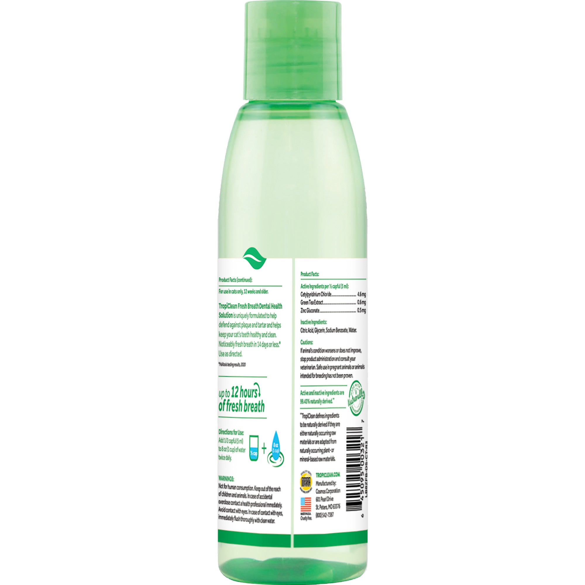 TropiClean Fresh Breath Dental Health Solution for Cats 236ml