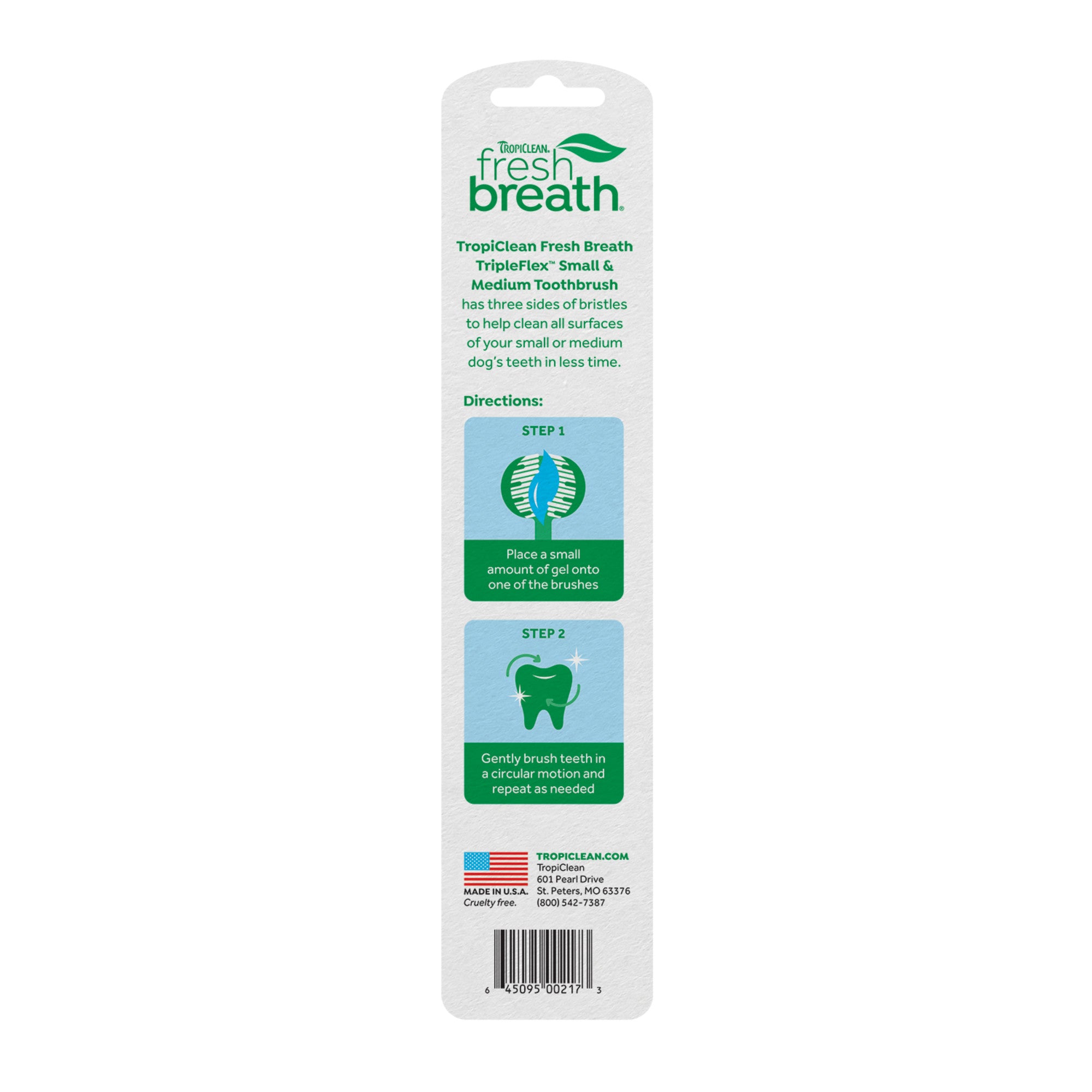TropiClean Fresh Breath Triple Flex Toothbrush for Small & Medium Dogs