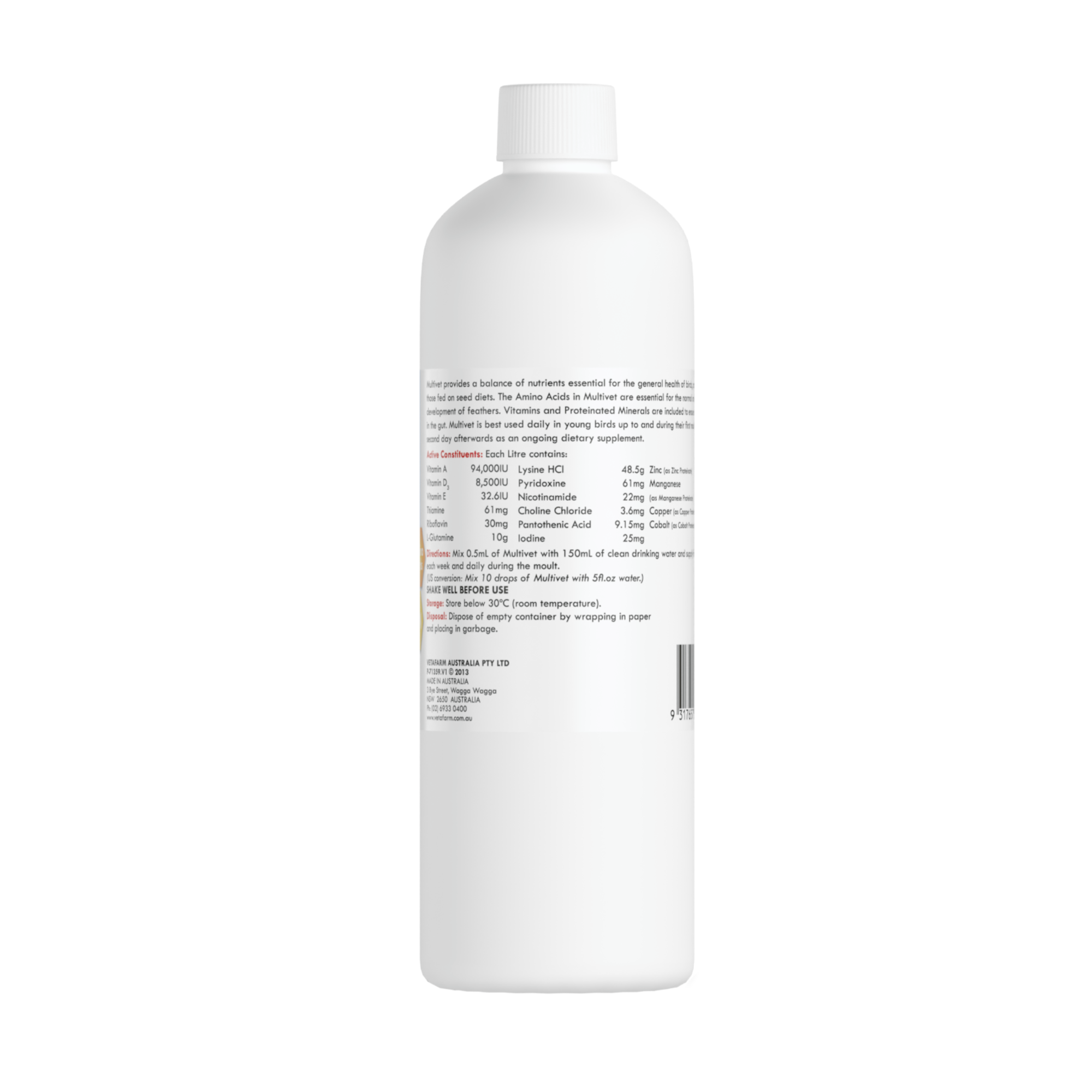 Vetafarm Multivet with Moulting Aid 500ml