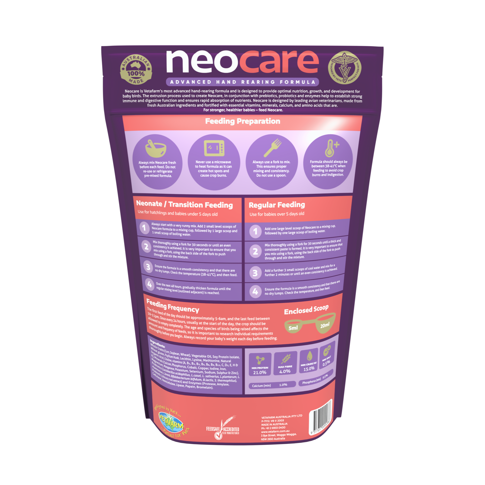 Vetafarm Neocare Bird Food 450g