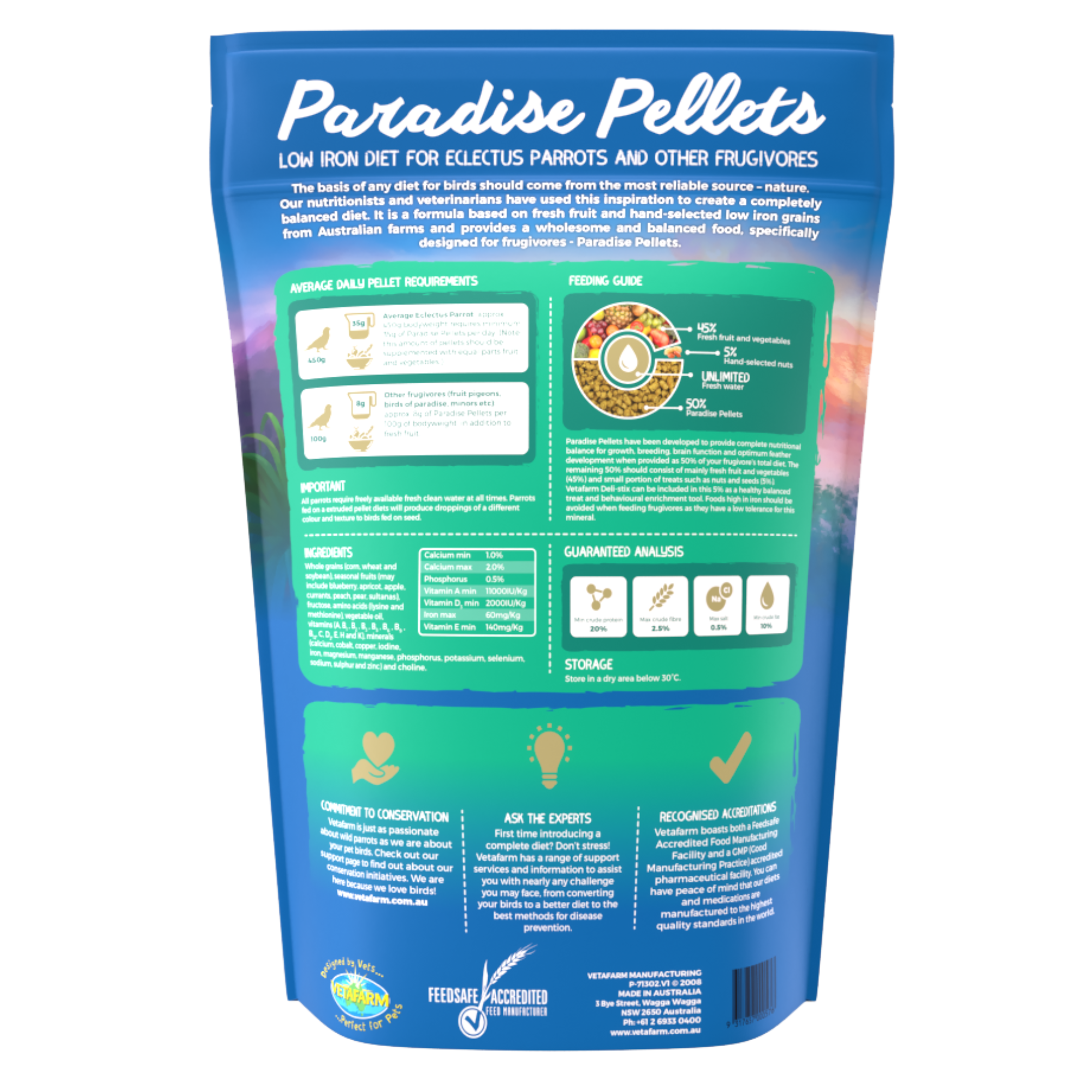 Vetafarm Paradise Pellets Bird Food