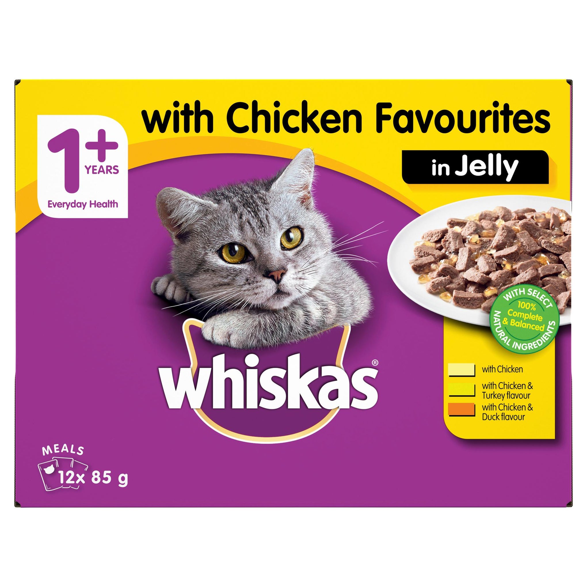 Whiskas Favourites Cat Adult 1+yrs Chicken Chunks In Jelly 85g x 12