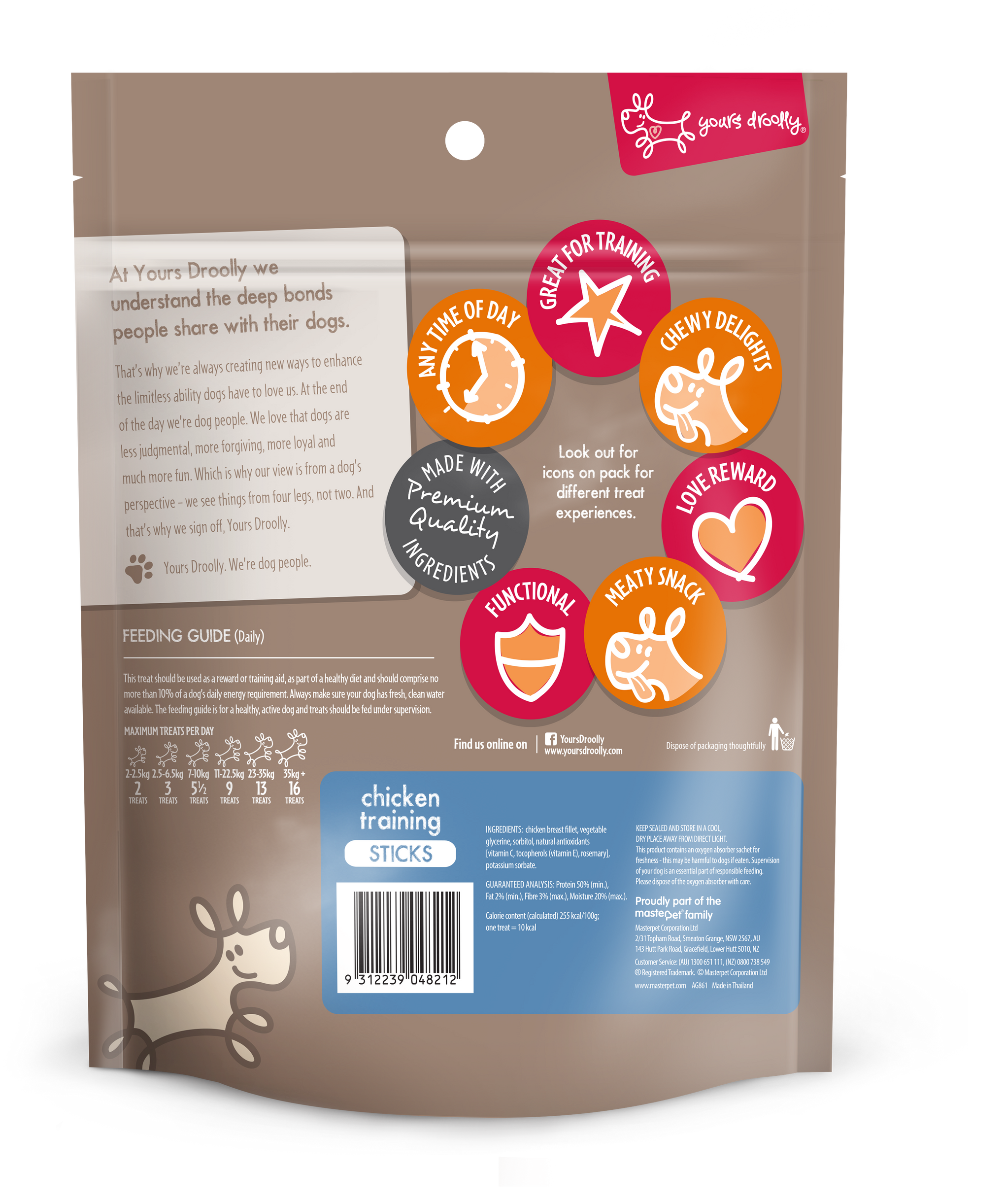 Yours Droolly Chicken Training Sticks Dog Treats 500g