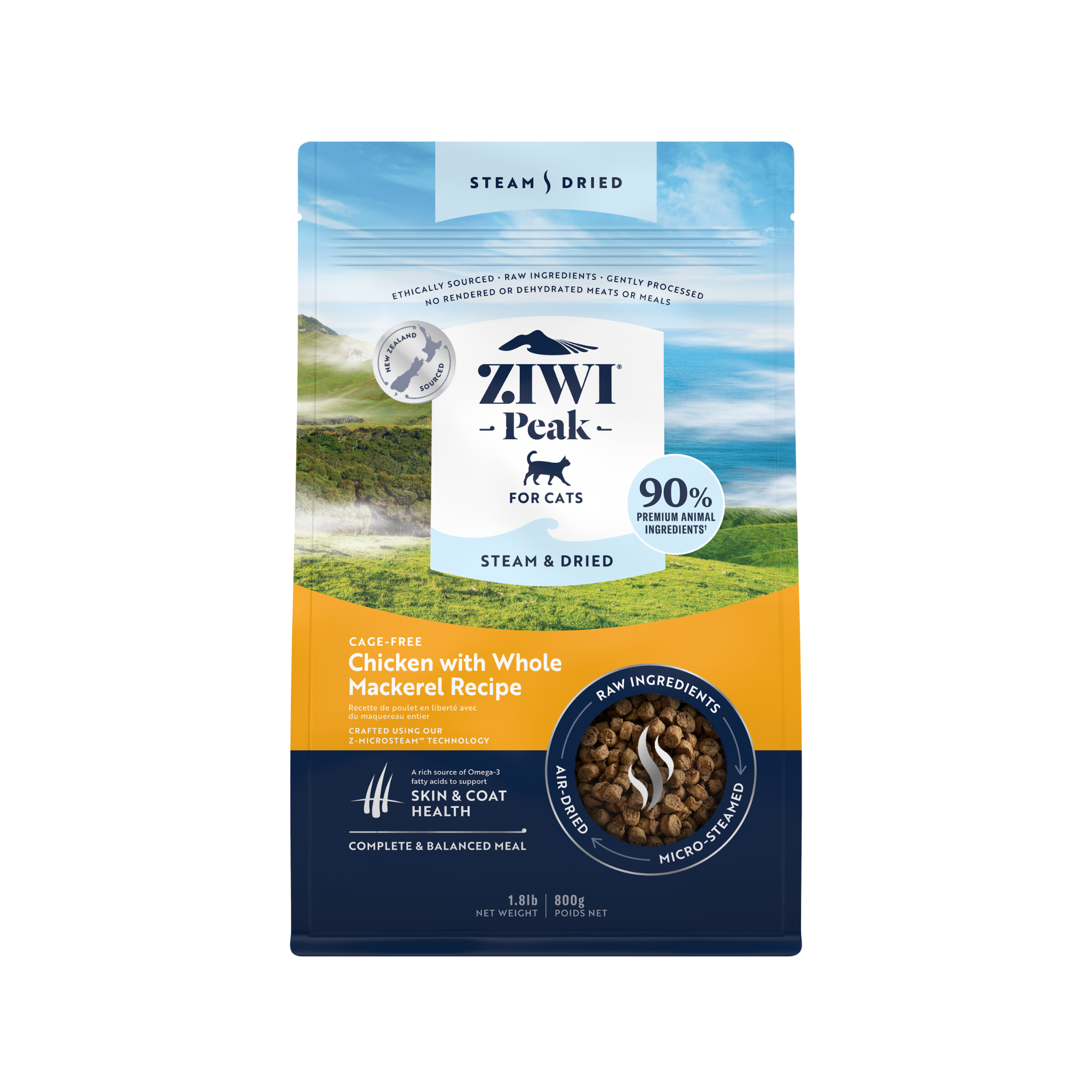 Ziwi Peak Steam & Dried Cage Free Chicken With Whole Mackerel Dry Cat Food