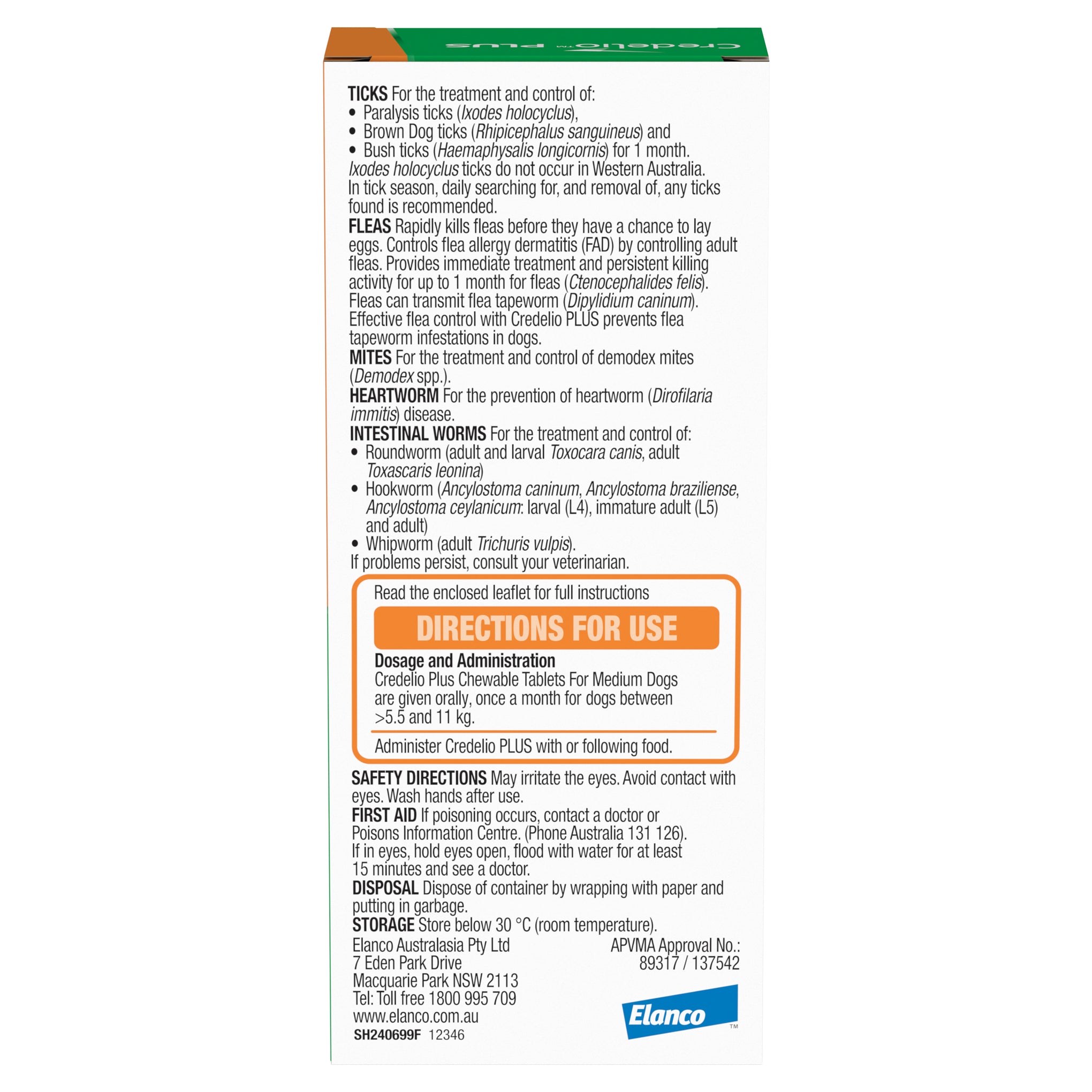 Credelio Plus Medium Dog Chews 5.5-11kg (Orange)