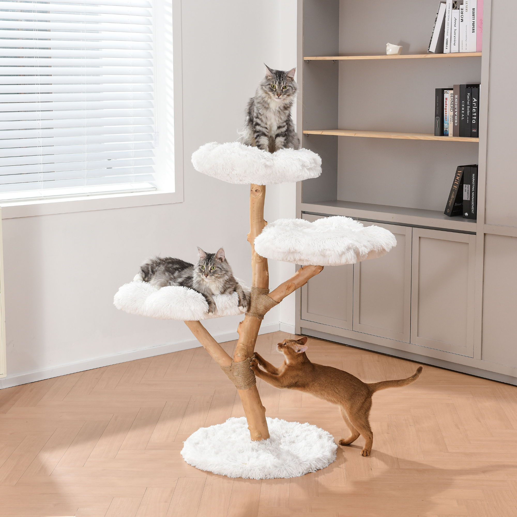 Michu Fluffy Blossom Real Wooden Cat Tree Extra Large