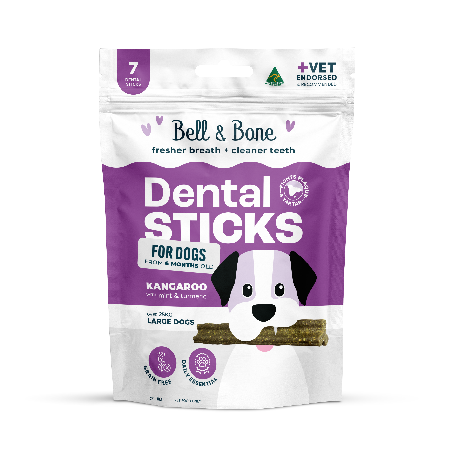 Bell & Bone Dog Dental Sticks Kangaroo Mint and Turmeric