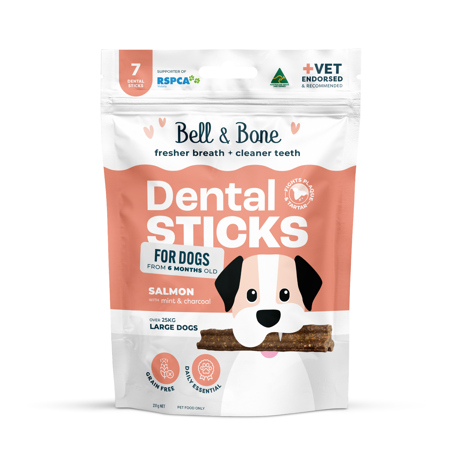 Bell & Bone Dog Dental Sticks Salmon Mint and Charcoal
