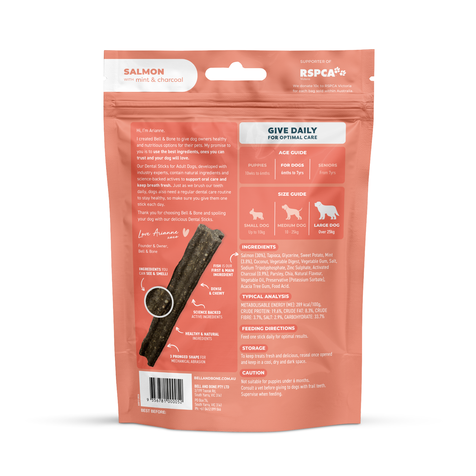 Bell & Bone Dog Dental Sticks Salmon Mint and Charcoal