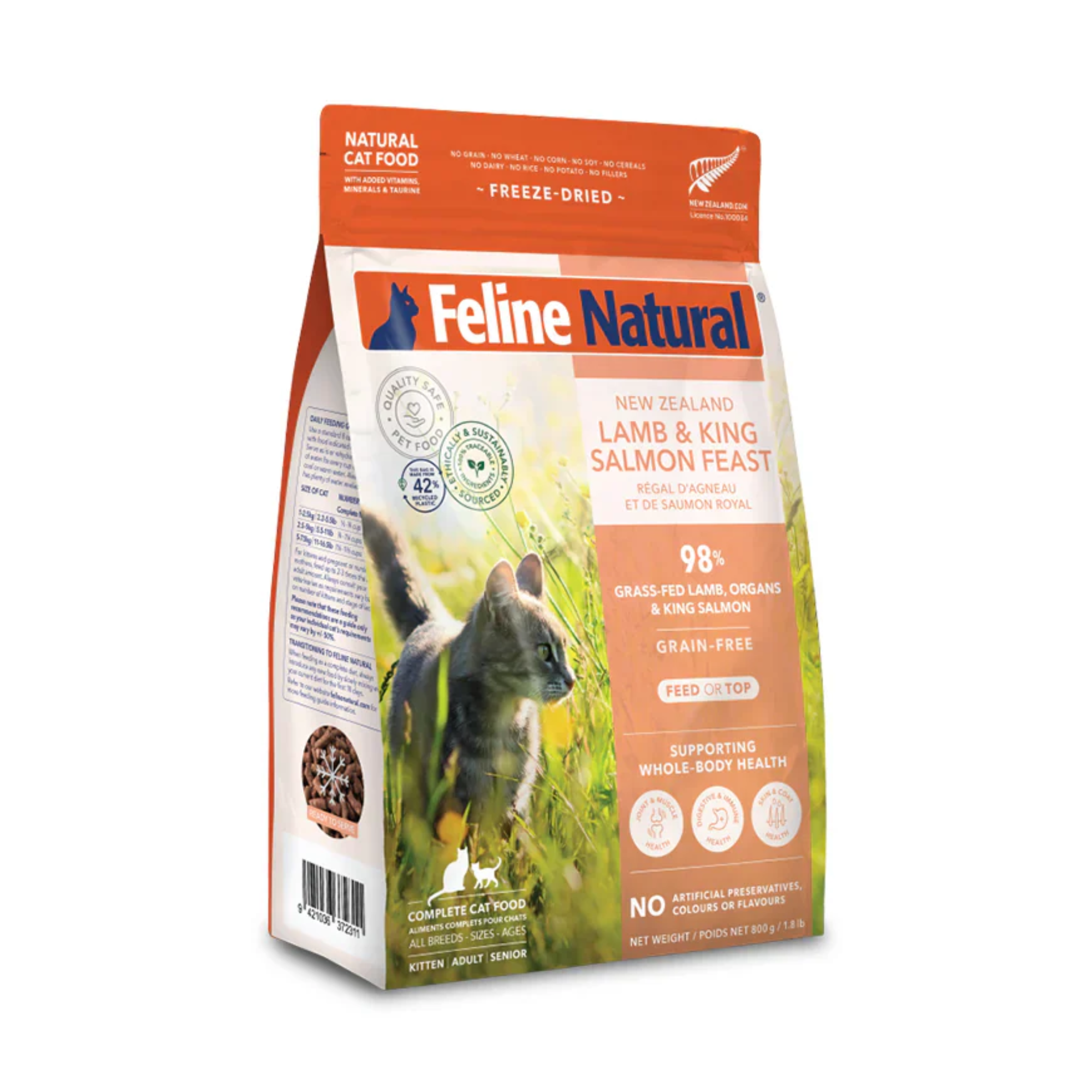 Feline Natural Grain Free Freeze Dried Cat Food Lamb & Salmon