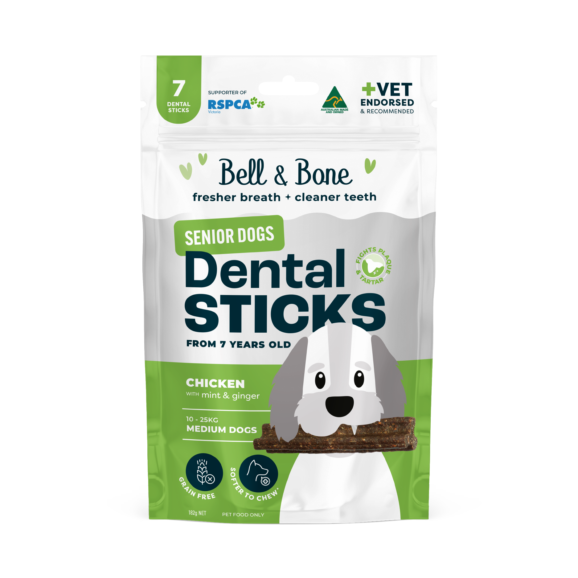 Bell & Bone Senior Dog Dental Sticks Chicken 7 Pack