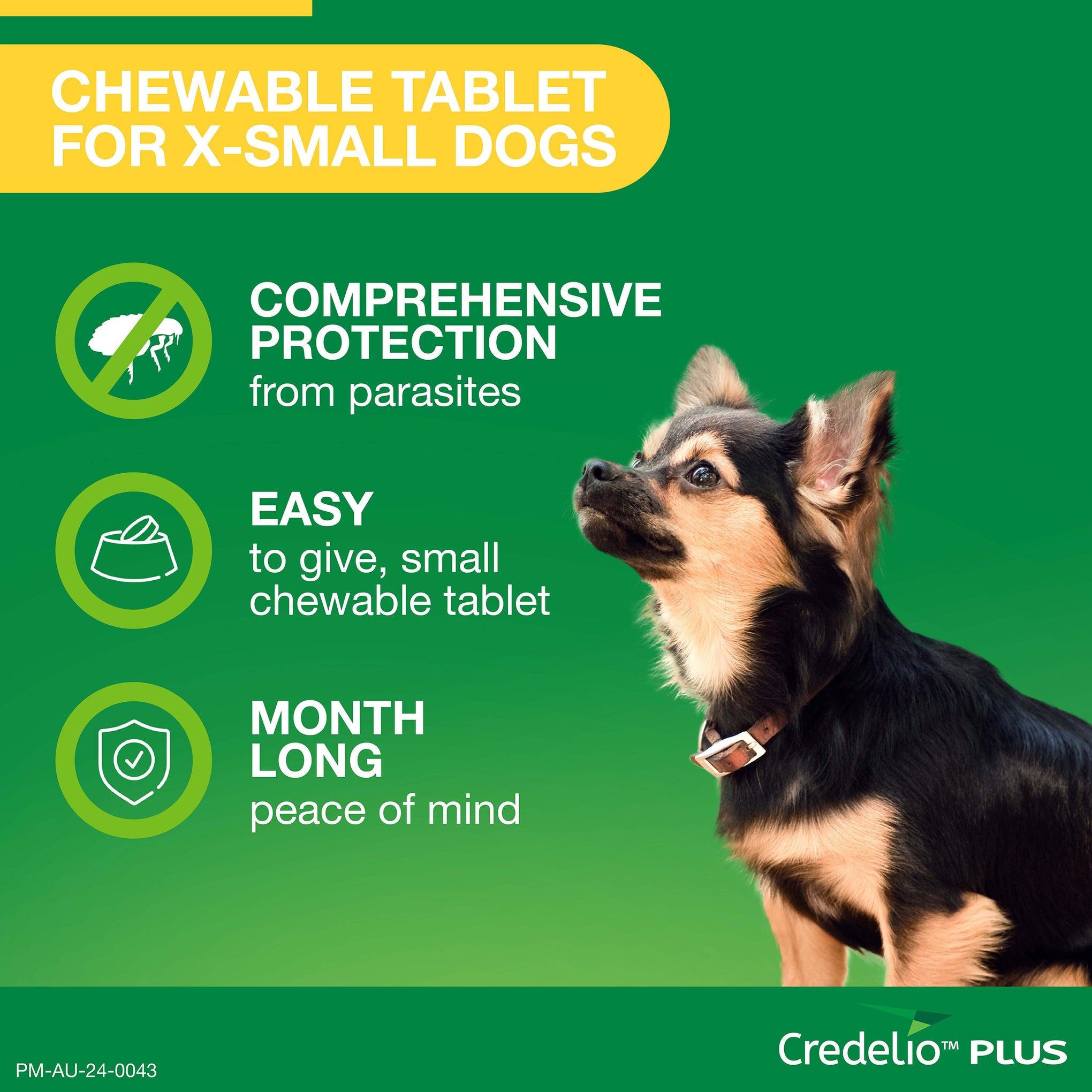 Credelio Plus Extra Small Dog Chews 1.4-2.8kg (Yellow) 1 Pack