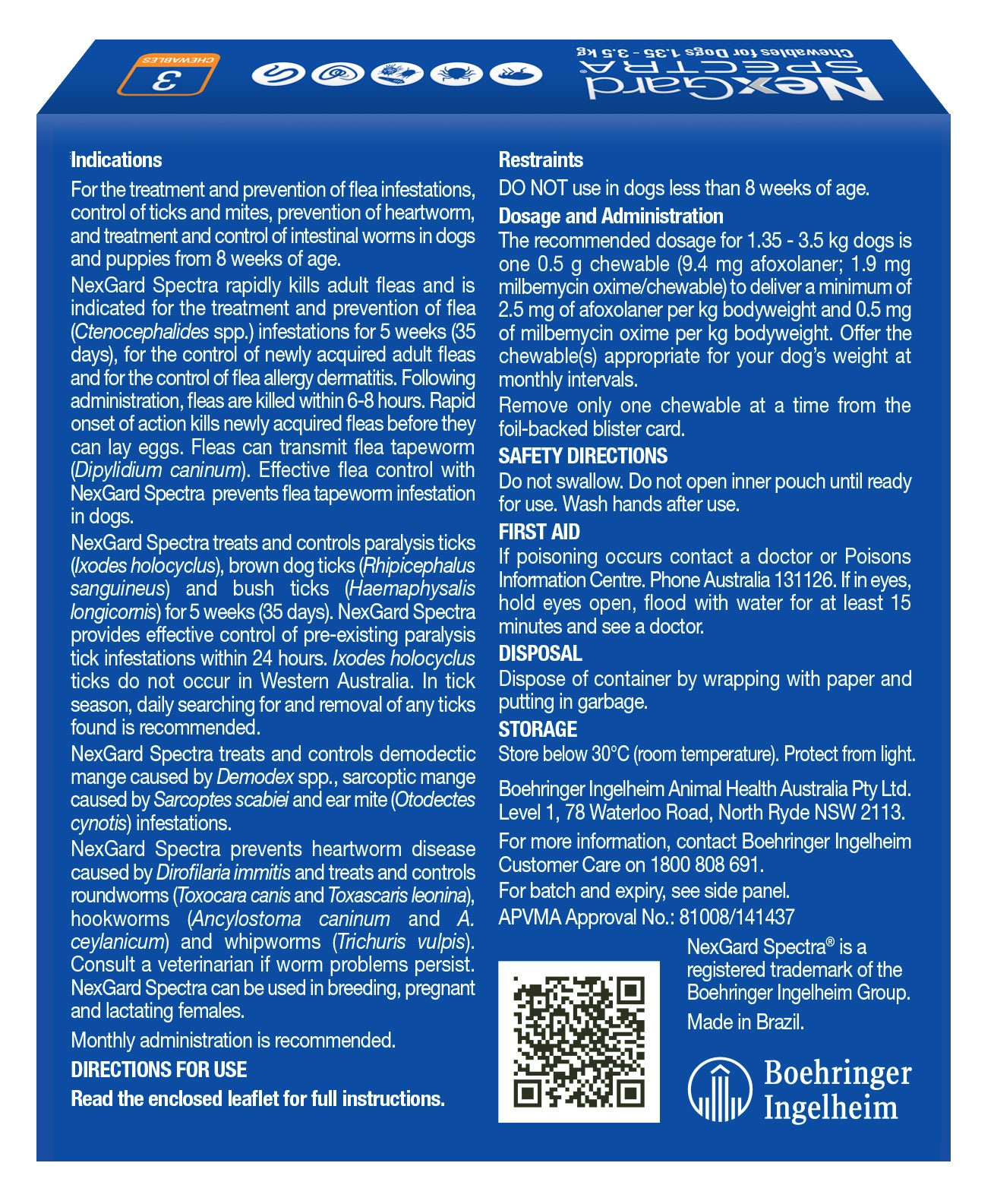 NexGard SPECTRA Very Small Dog Chews 1.35-3.5kg