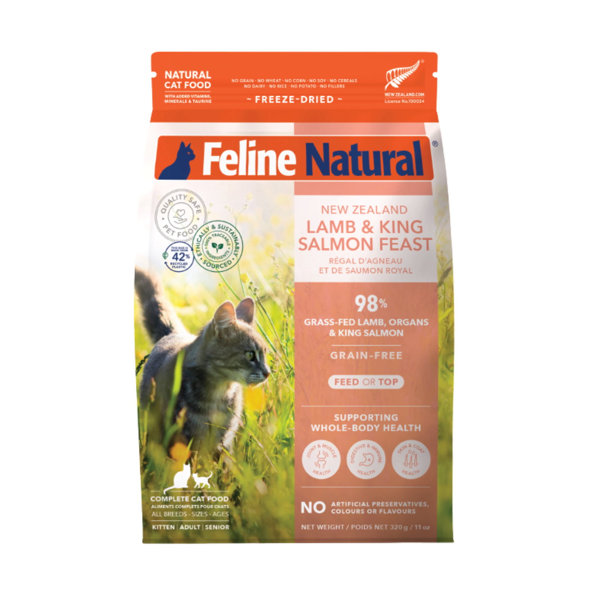 Feline Natural Grain Free Freeze Dried Cat Food Lamb & Salmon