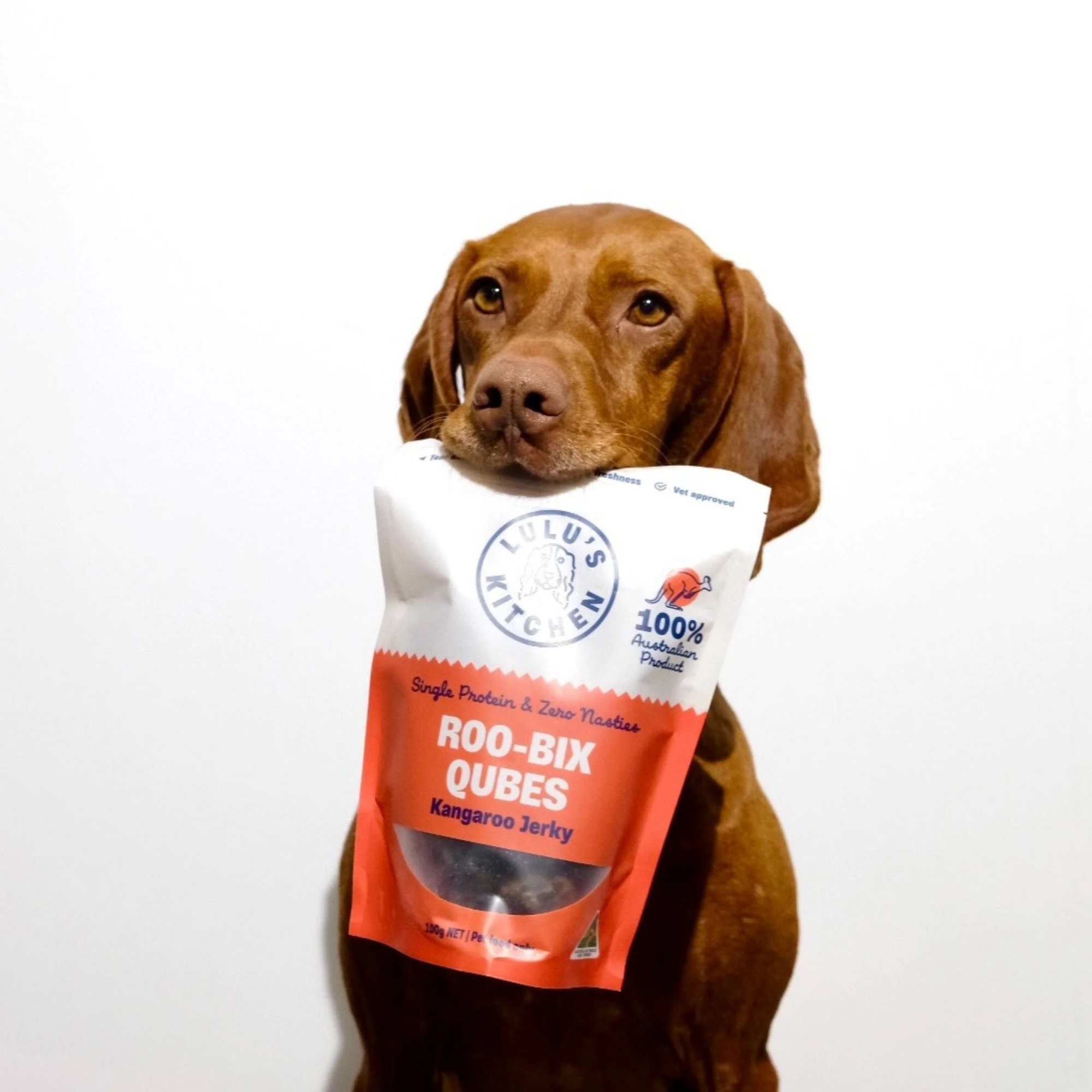 Lulu's Kitchen Roo-Bix Qubes Kangaroo Jerky Dog Treat 100g