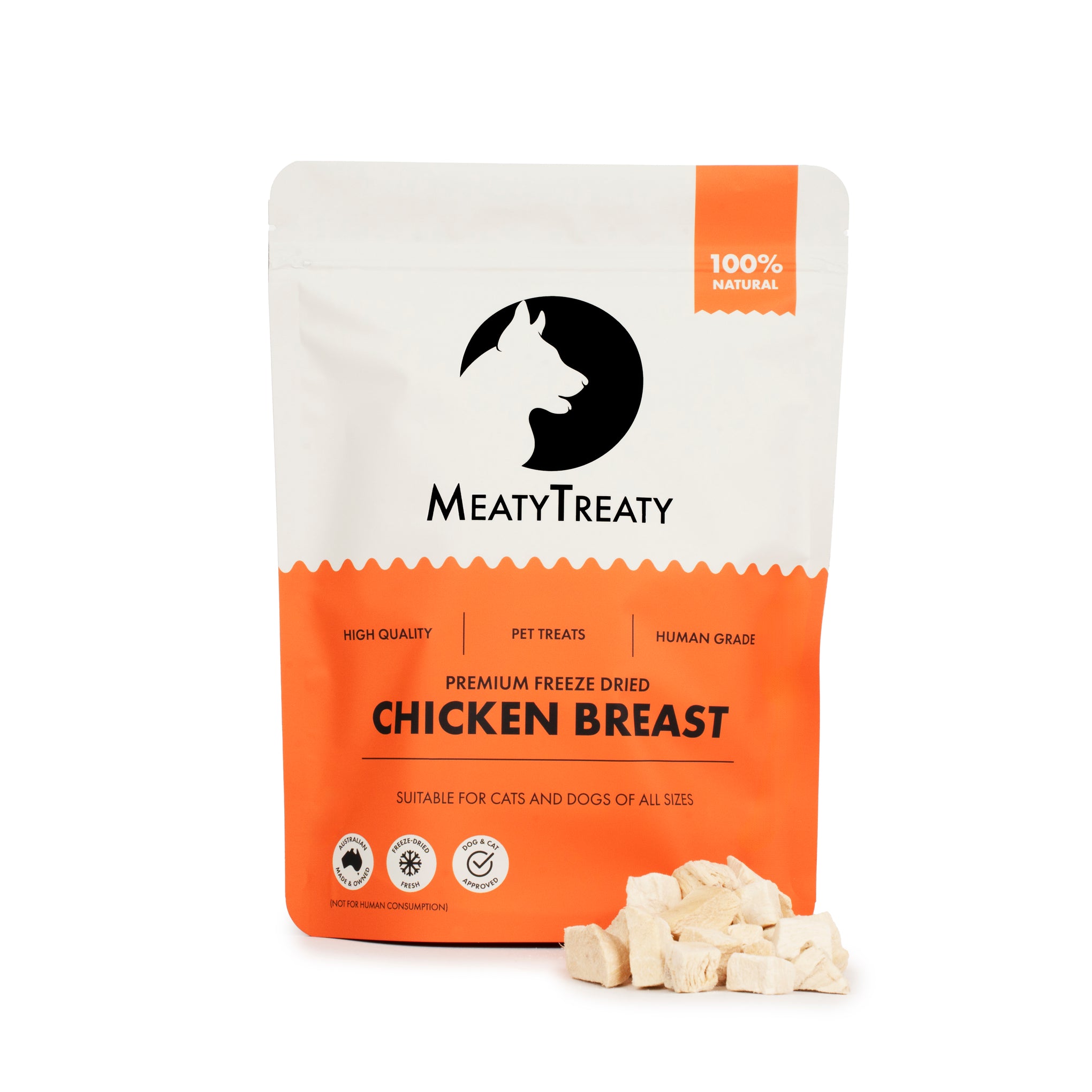 Meaty Treaty Freeze Dried Australian Chicken Breast Cat & Dog Treats 100g