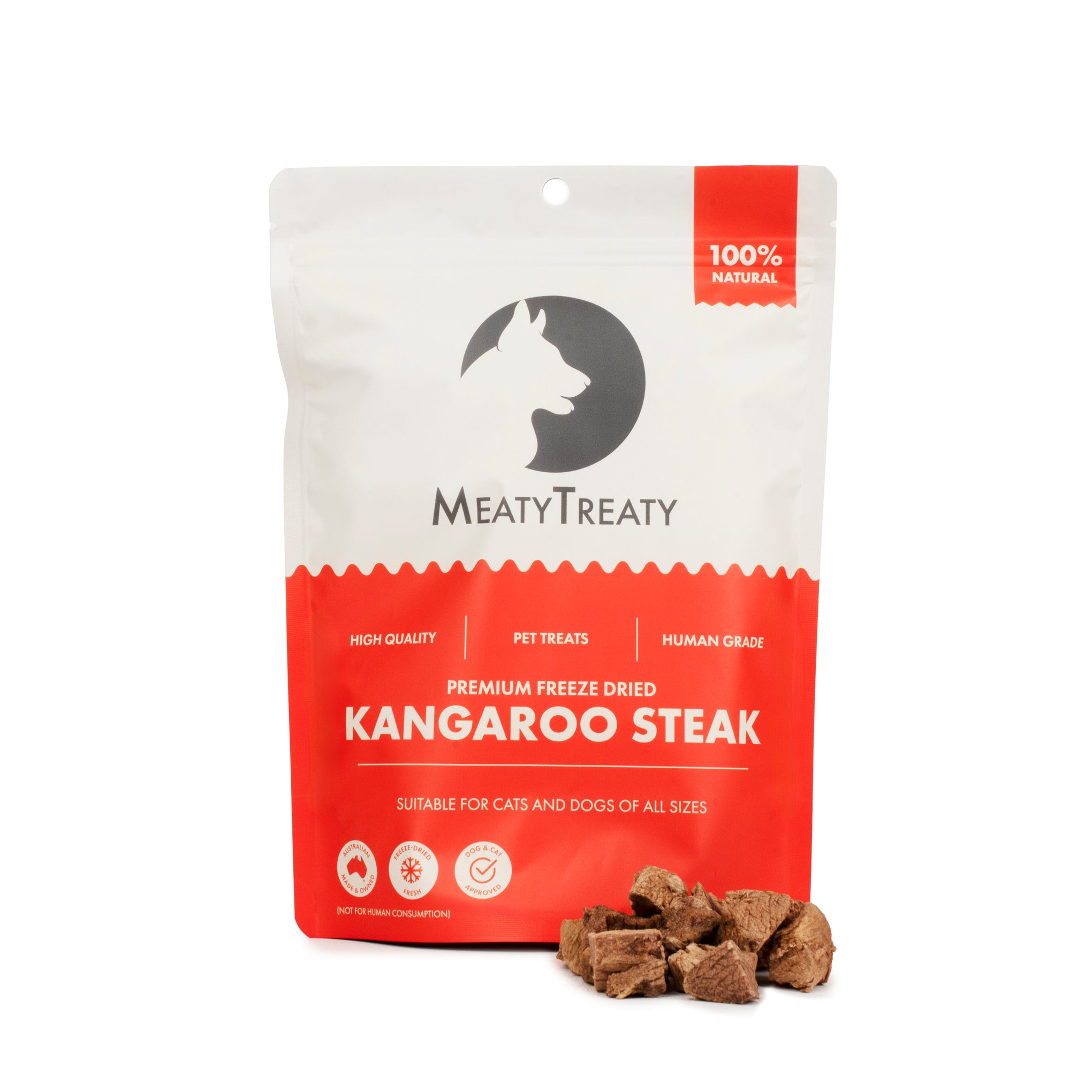 Meaty Treaty Freeze Dried Kangaroo Steak Cat & Dog Treats 80g