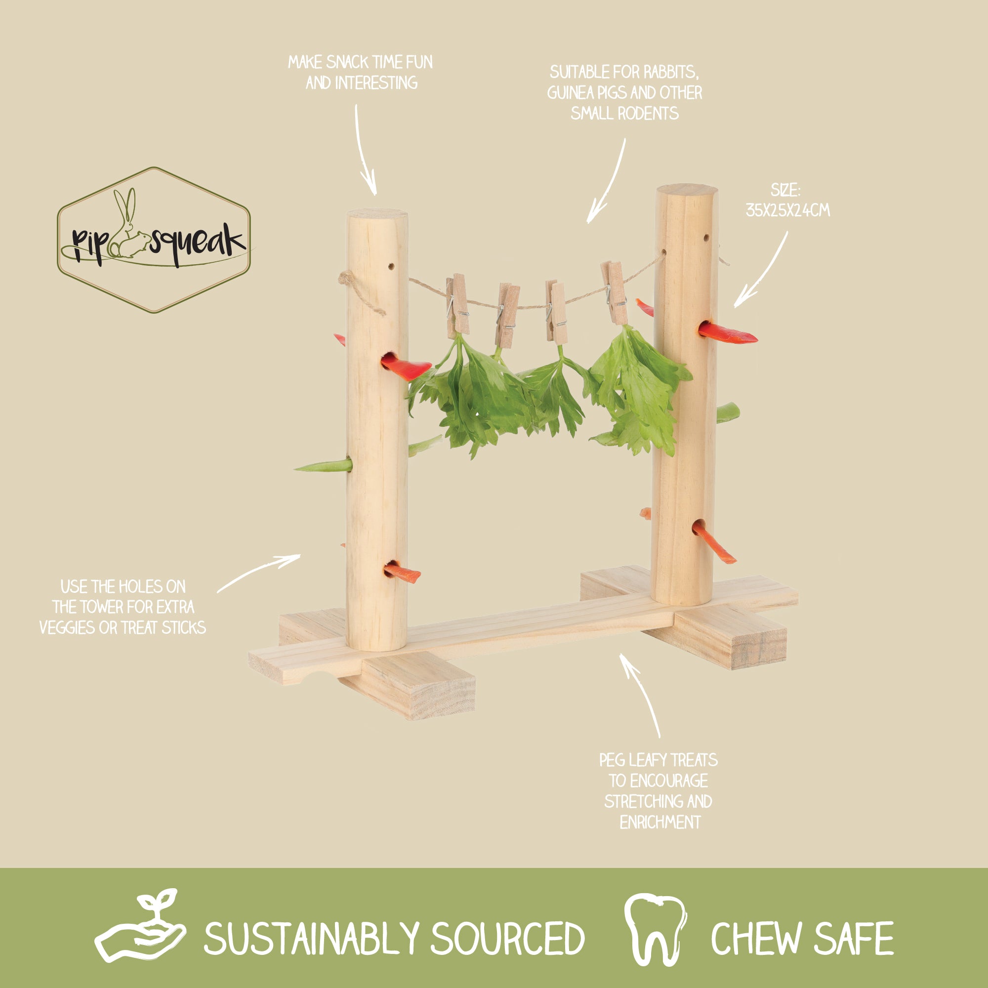Pipsqueak Stretch And Snack Line Small Animal Toy