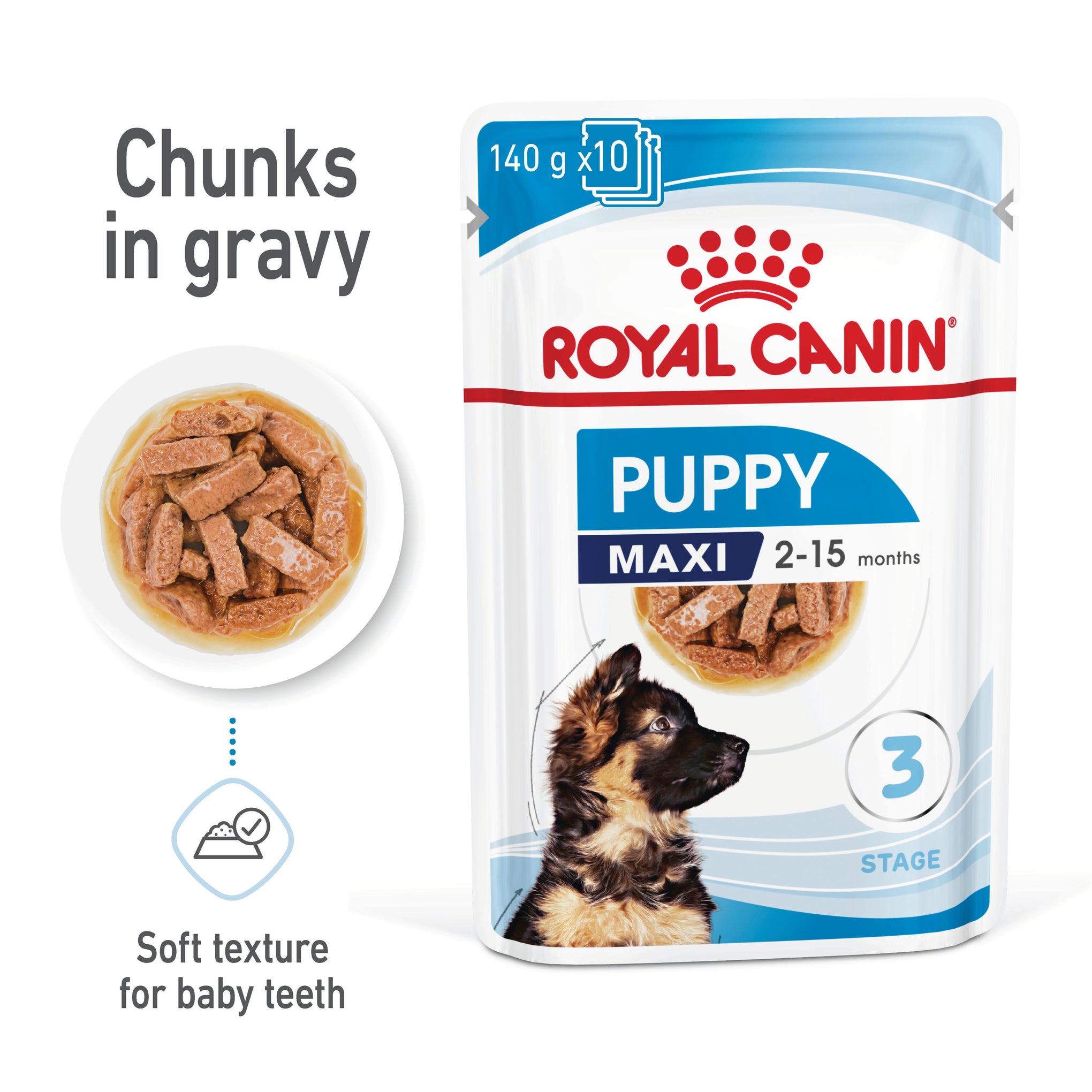 Royal Canin Maxi Puppy Wet Dog Food Pouches 140g x 10