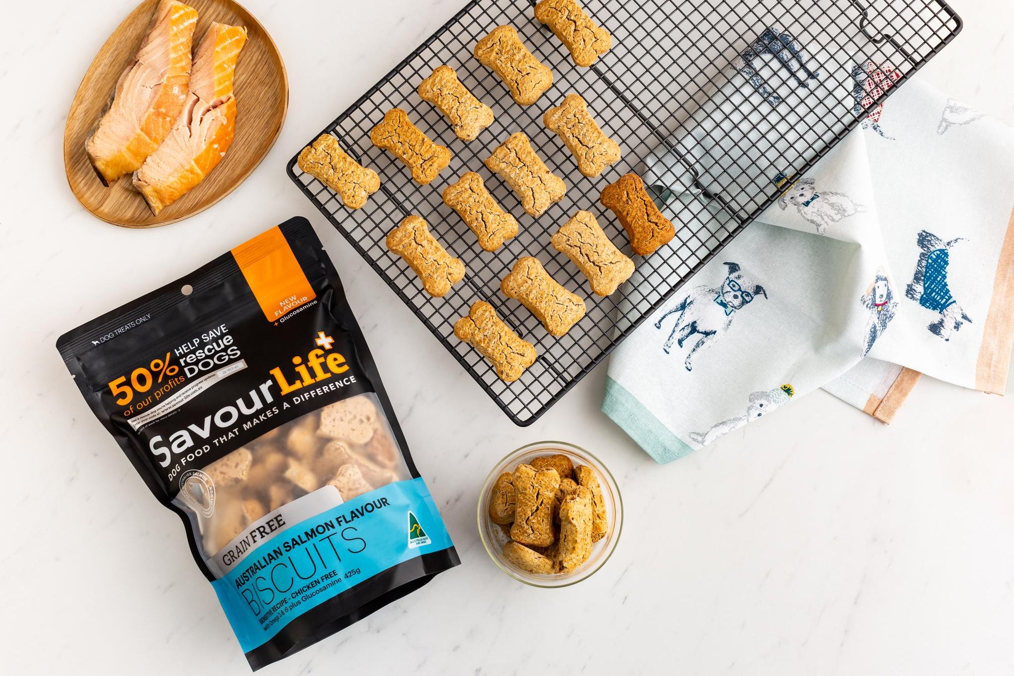 SavourLife Dog Treat Australian Salmon Flavour Grain Free Biscuits 425g