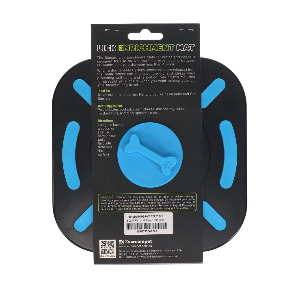 Scream Lick Enrichment Dog Mat for Crates Blue
