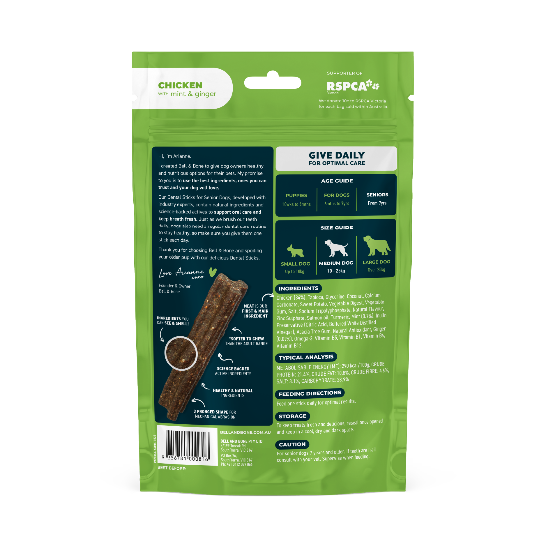 Bell & Bone Senior Dog Dental Sticks Chicken 7 Pack