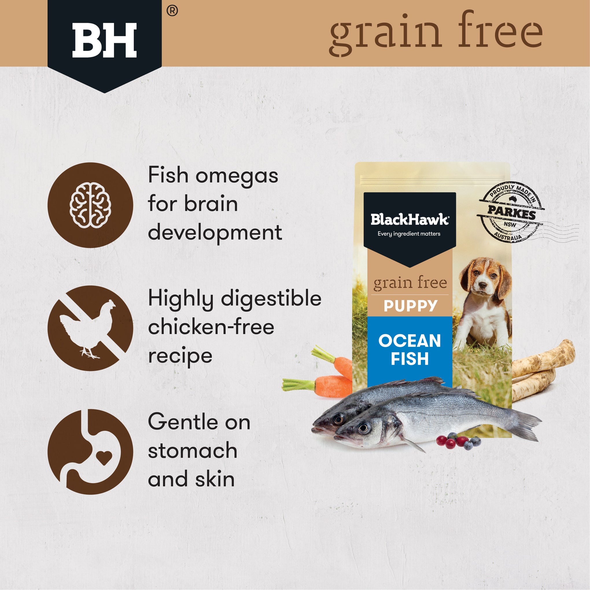 Black Hawk Puppy Grain Free Ocean Fish Dry Dog Food