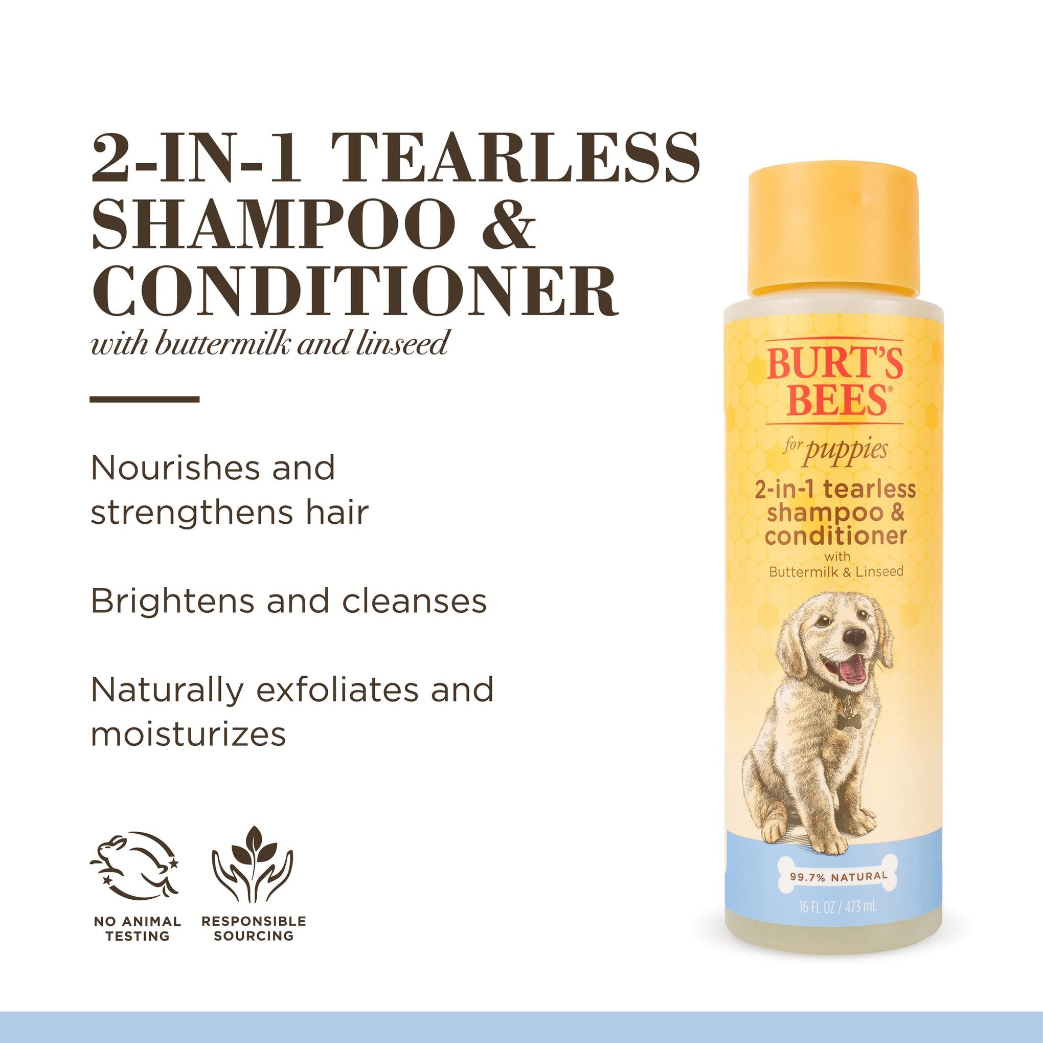 Burt's Bees Tearless 2 in 1 Puppy Shampoo and Conditioner 473ml