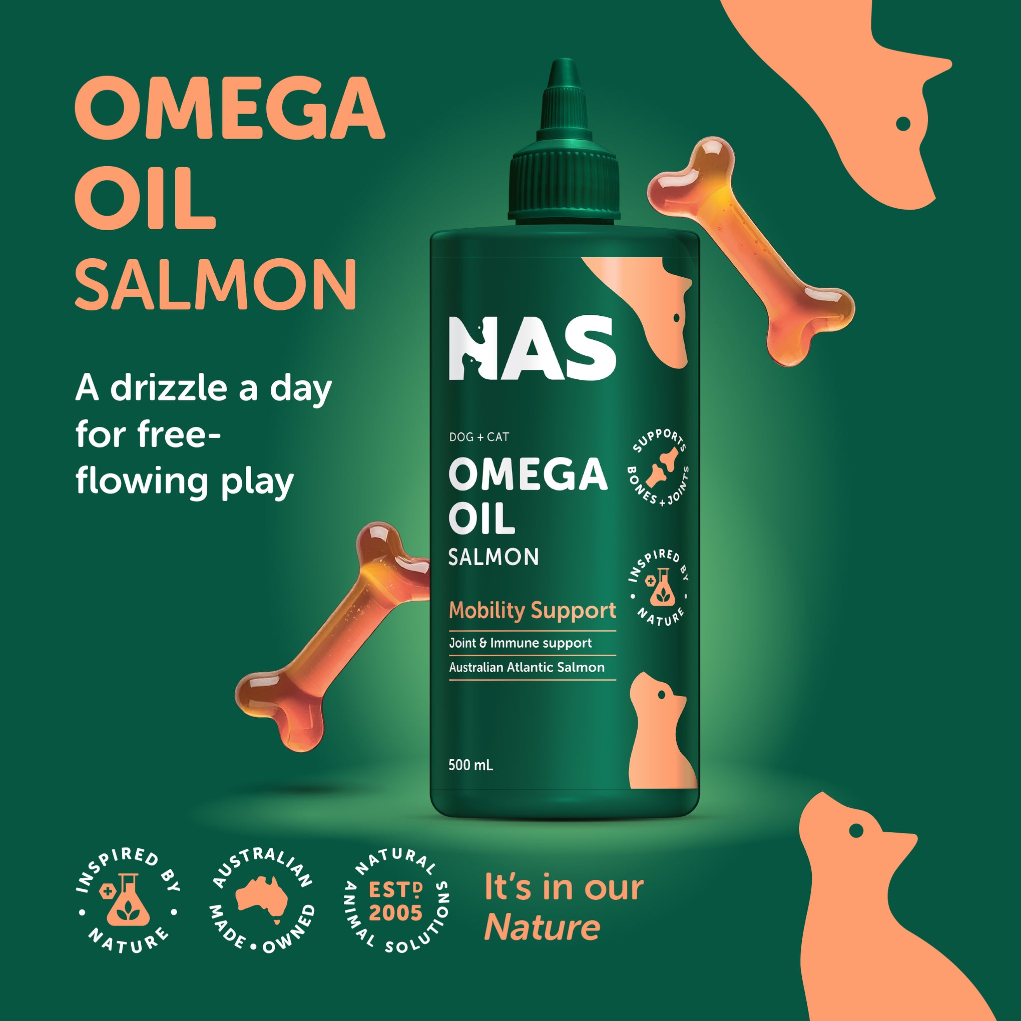 NAS Salmon Omega Oil for Dogs and Cats 500ml