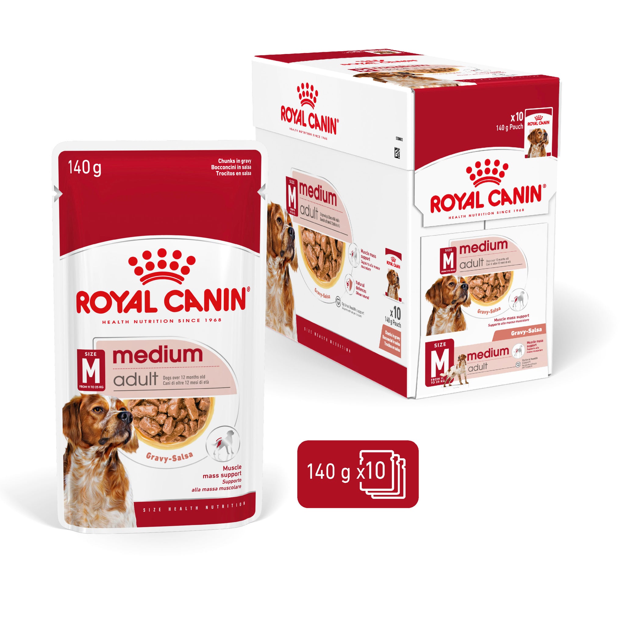 Royal Canin Medium Adult Wet Dog Food Pouches 140g x 10