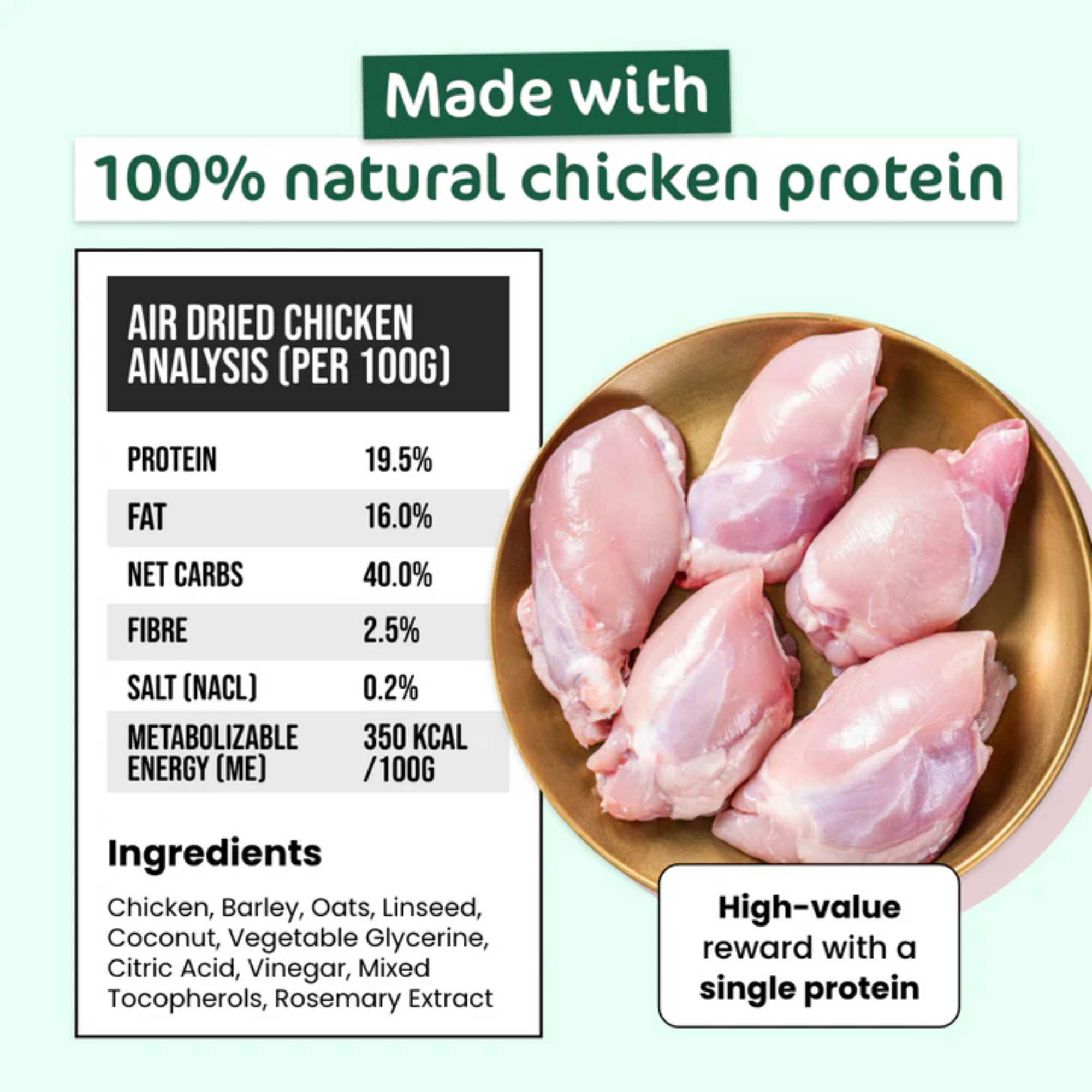 The Paw Grocer Air Dried Dog Training Treats Chicken Straps 100g