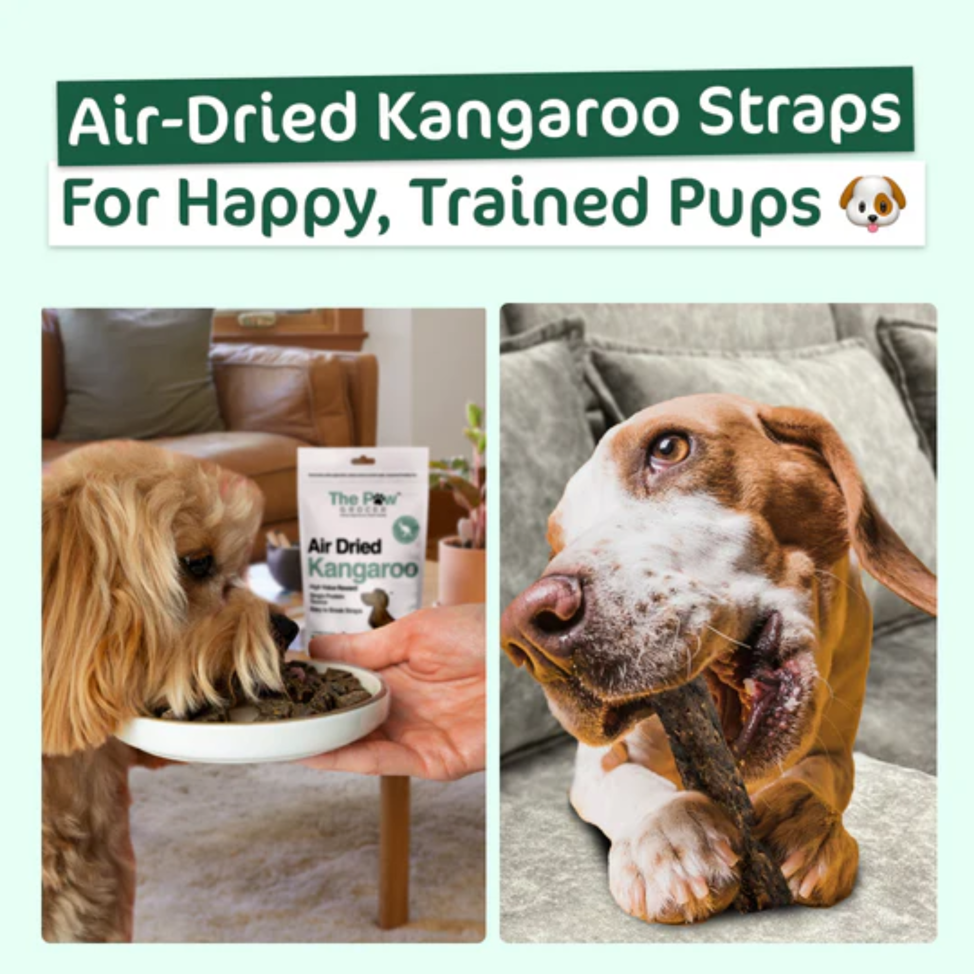 The Paw Grocer Air Dried Dog Training Treats Kangaroo Straps 100g