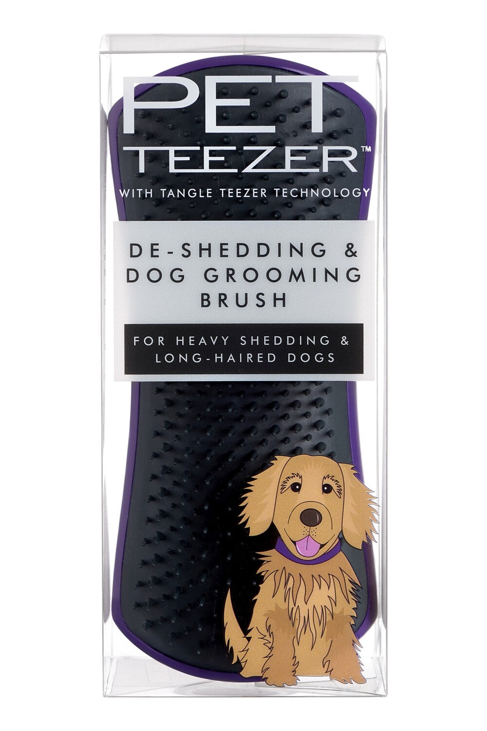 Pet Teezer Deshedding Large Dog Brush Purple & Grey