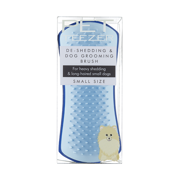 Pet Teezer Deshedding Small Dog Brush Blue & Light Blue