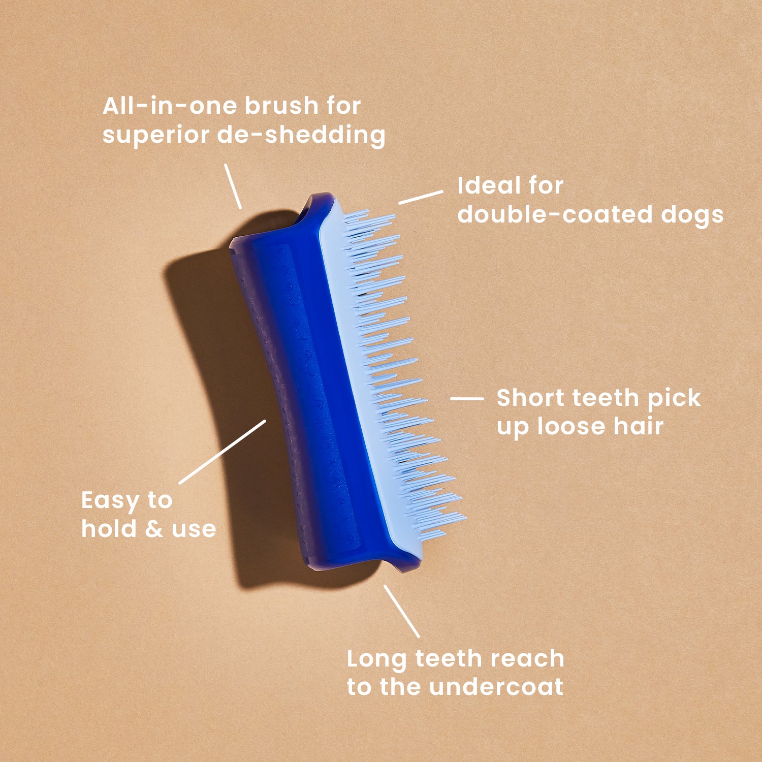 Pet Teezer Deshedding Small Dog Brush Blue & Light Blue