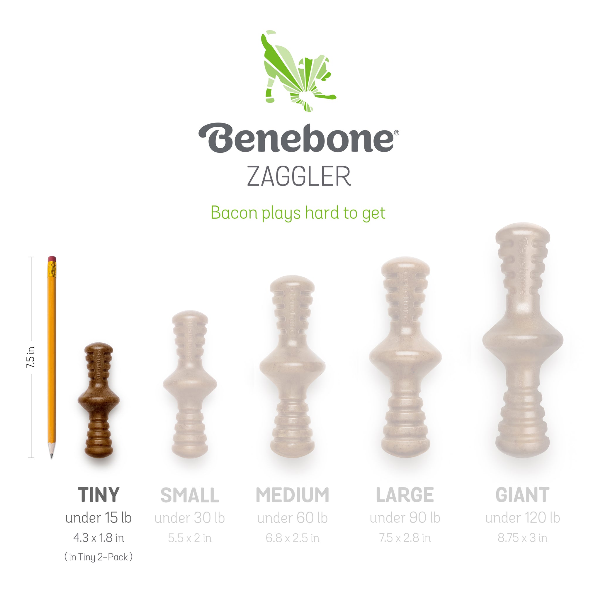 Benebone Maplestick And Zaggler Bacon Puppy Toy 2 Pack