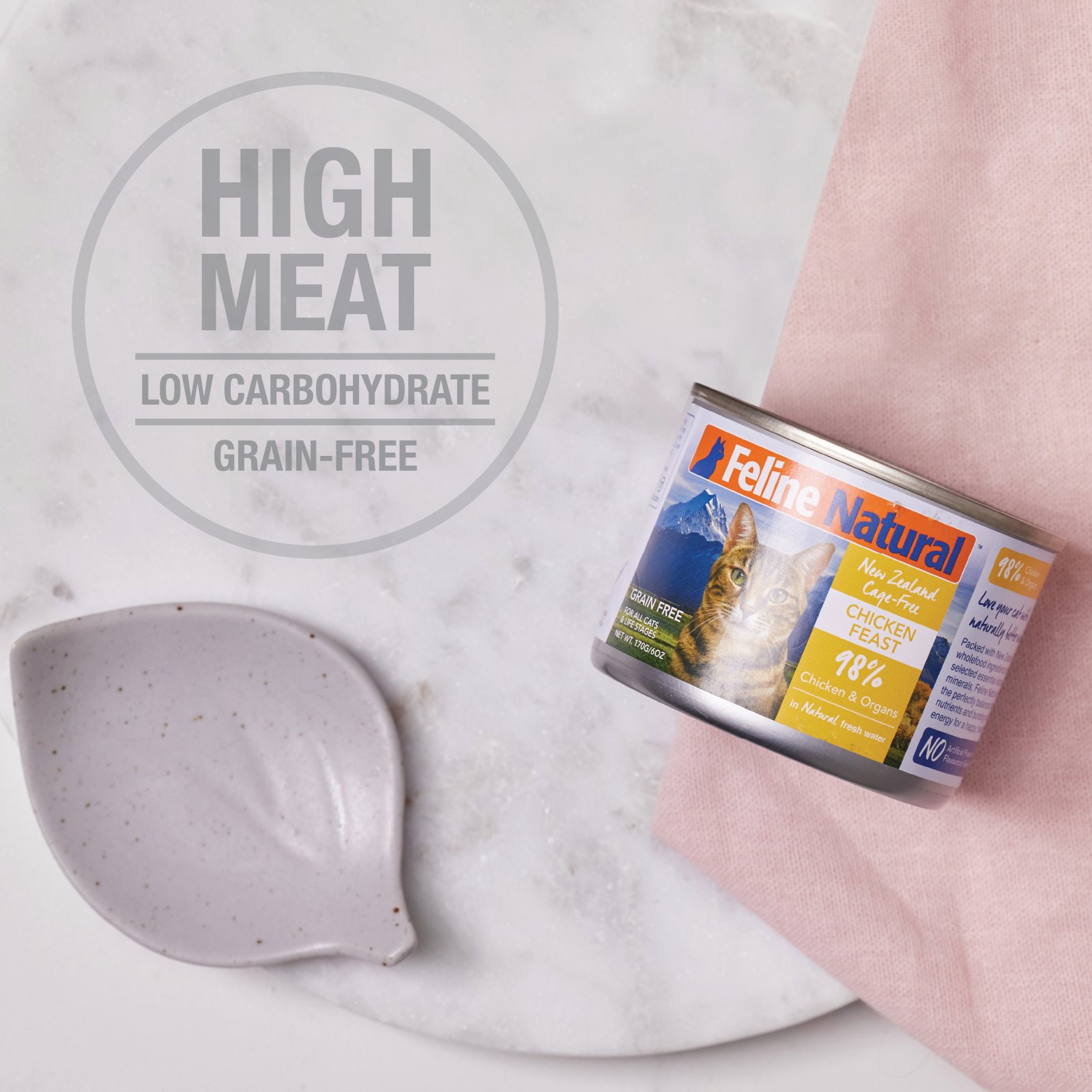 Feline Natural BPA Free & Gelatin Free Canned Cat Food Beef & Hoki 170g x 24