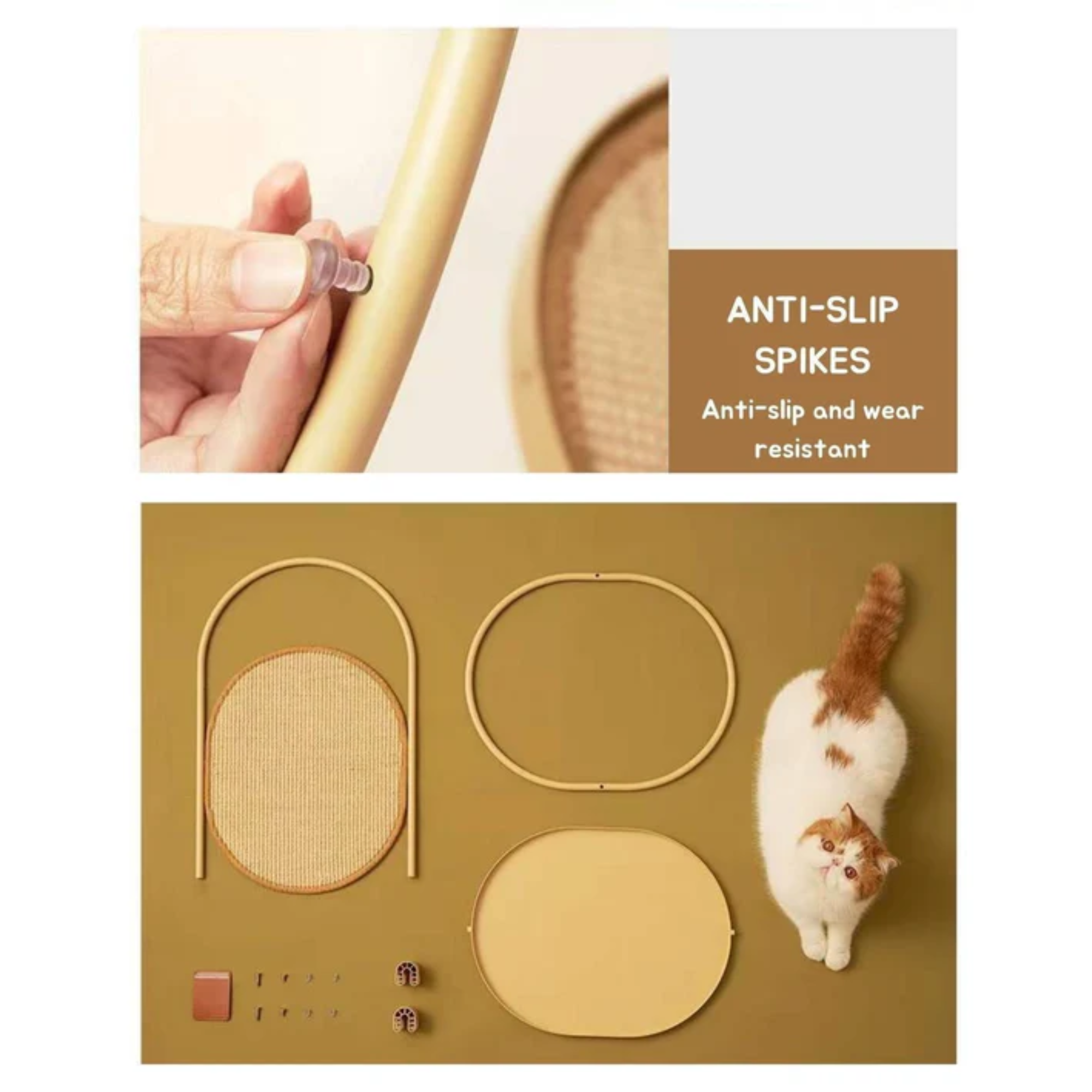 Makesure Multifunctional Sisal Standing Cat Scratcher Board Earth Yellow