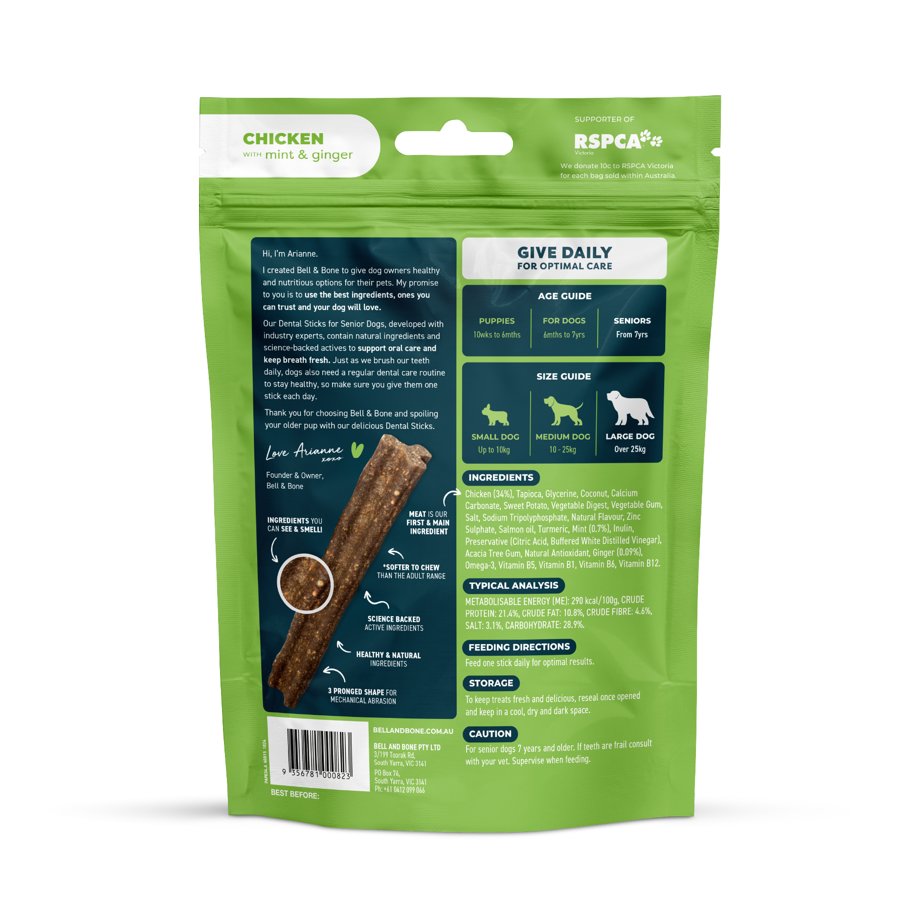 Bell & Bone Senior Dog Dental Sticks Chicken 7 Pack