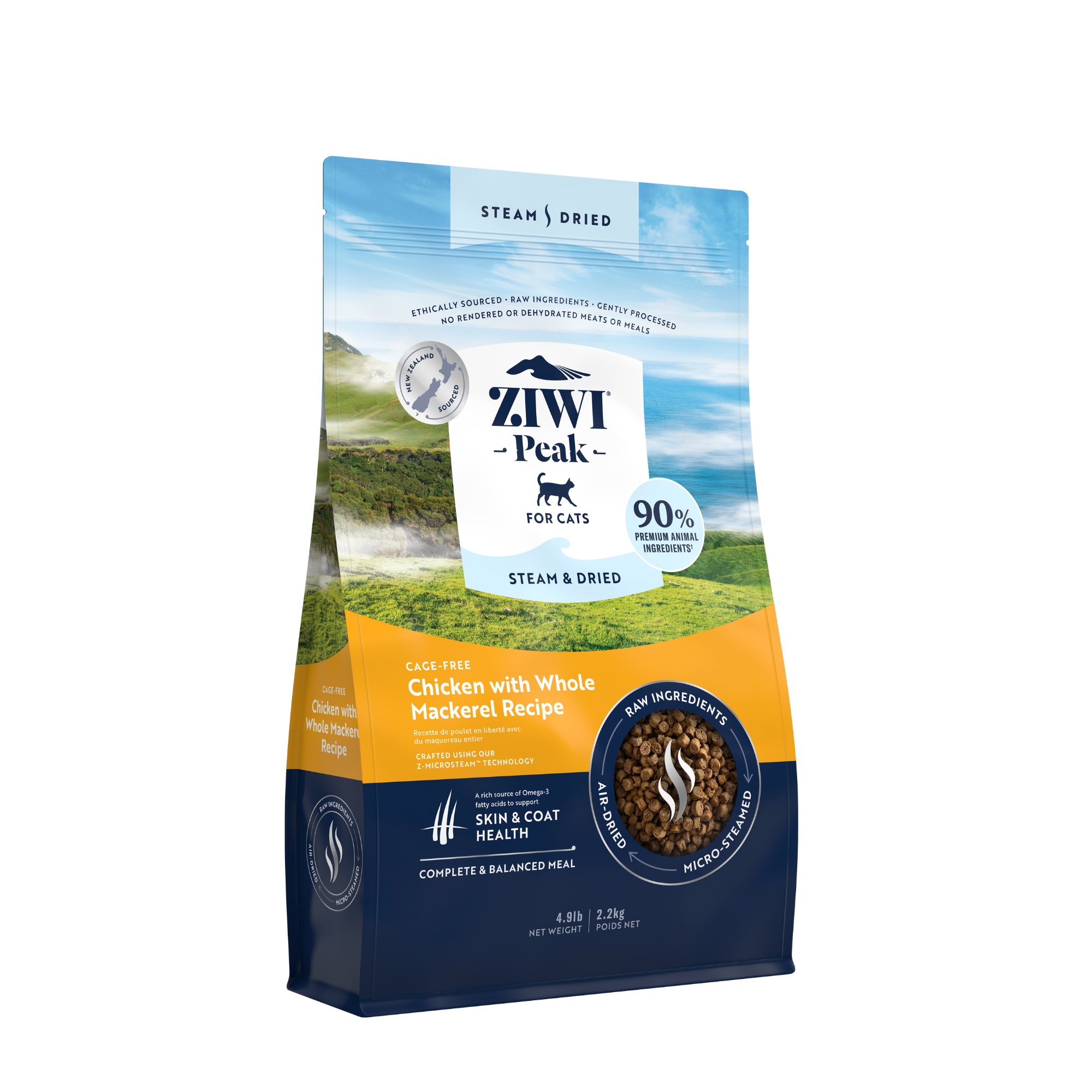 Ziwi Peak Steam & Dried Cage Free Chicken With Whole Mackerel Dry Cat Food