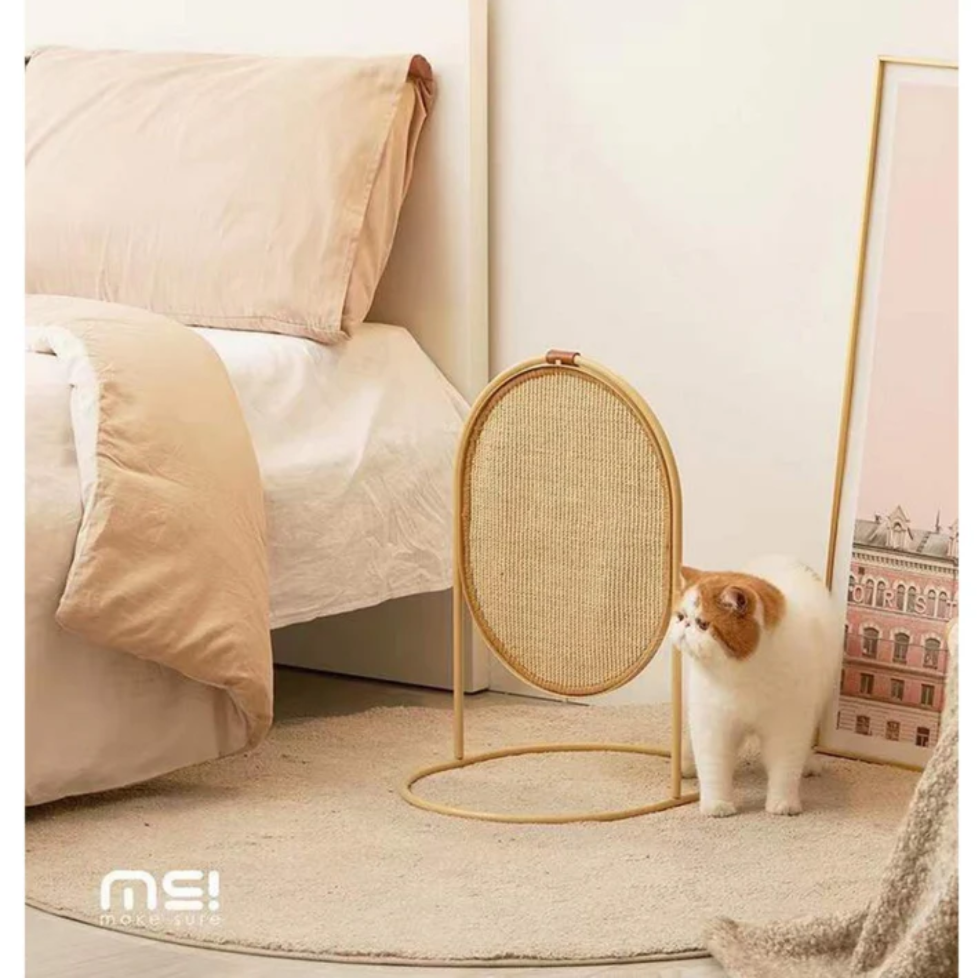 Makesure Multifunctional Sisal Standing Cat Scratcher Board Earth Yellow