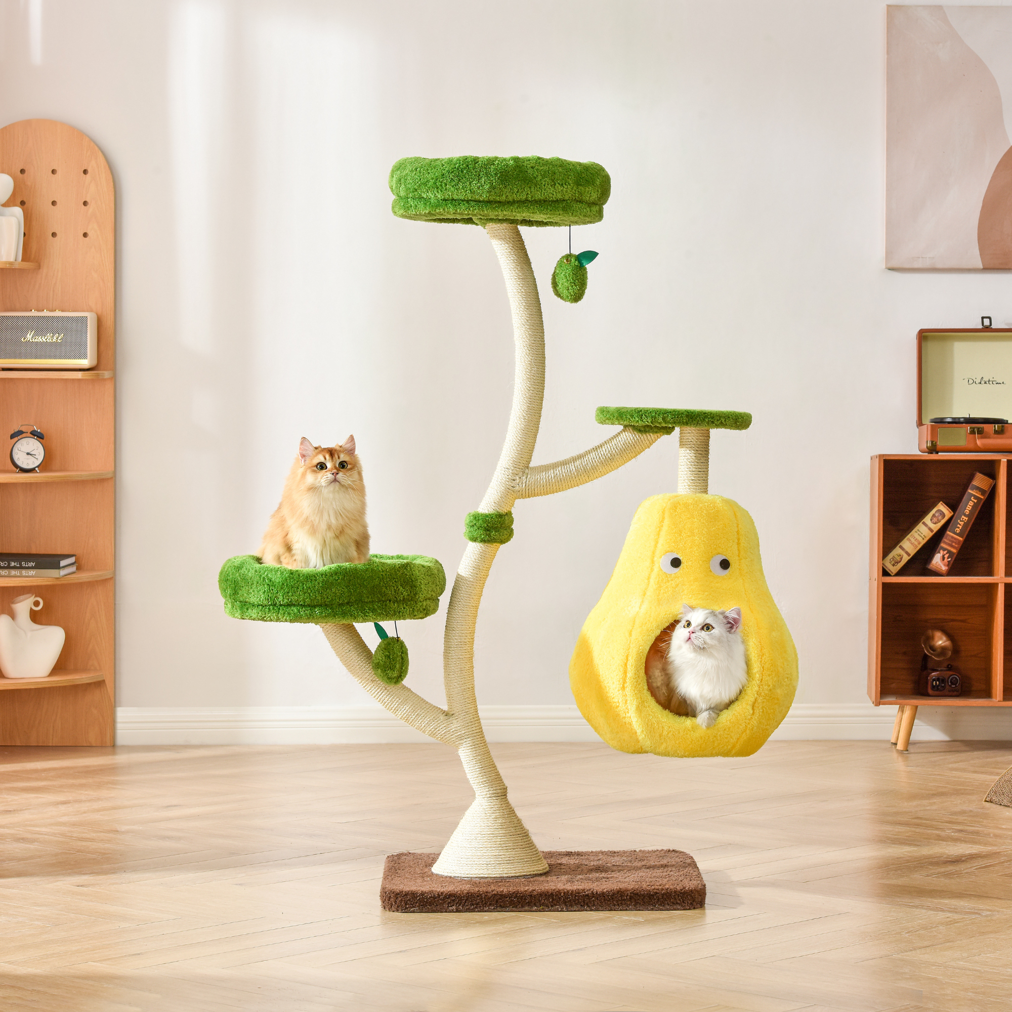 Michu Verde Solid Wooded Base Cat Tree